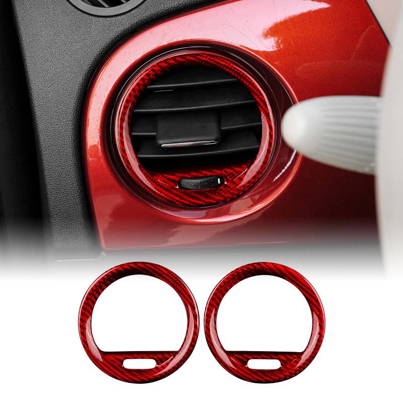 KUNGKIC Für Fiat 500 08-15 Abarth 595/595C 12-15 695 10-15 Auto Zentrale Steuerung Seitlicher Luftauslass Entlüftung Rahmen Hartkohlefaser Aufkleber Dekorative Innenbereich Zubehör Geschenk (Rot) von KUNGKIC