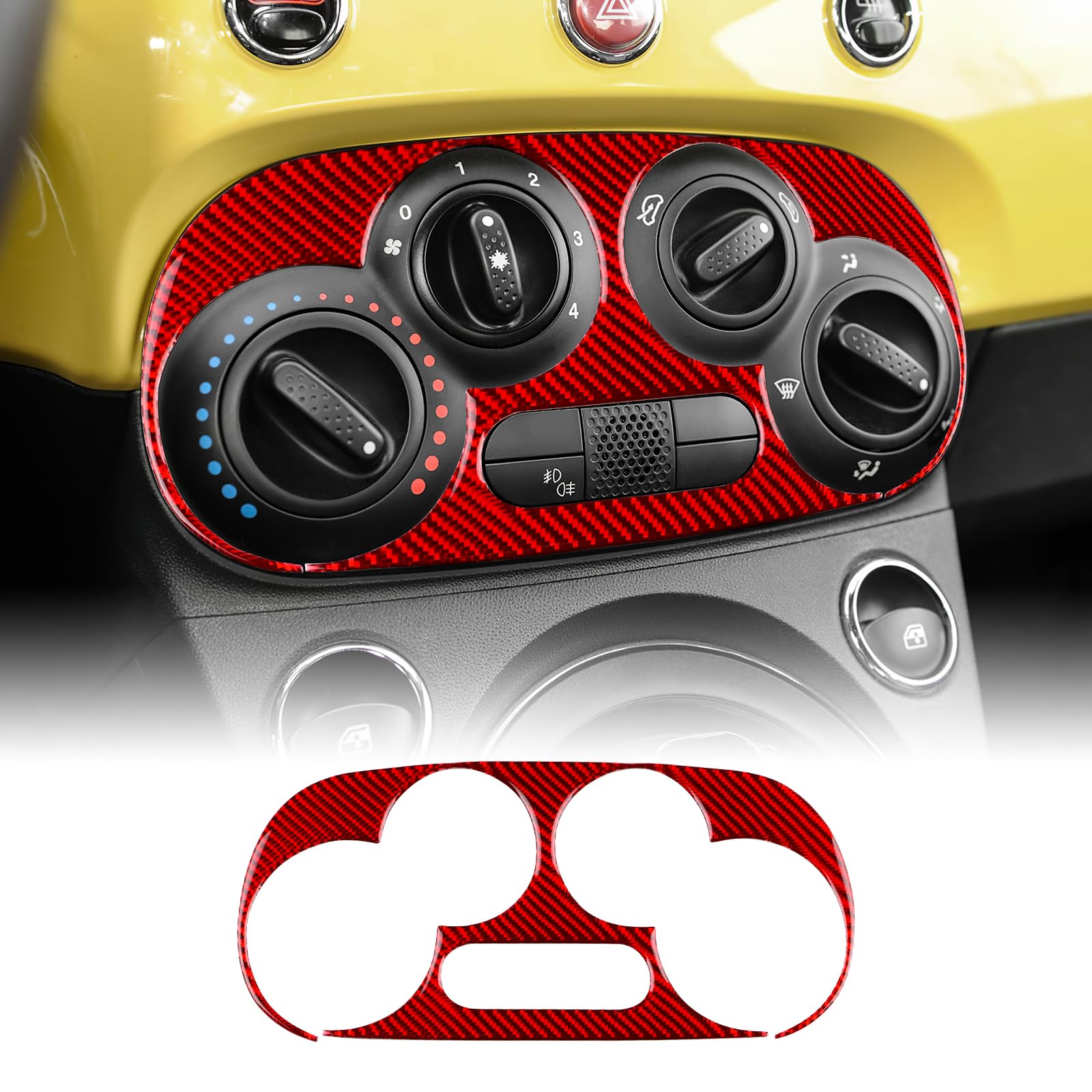 KUNGKIC Für Fiat 500 2008-2023 Abarth 595 2012-2023 Auto Zentrale Steuerung AC Panel Bedienfeld Kohlefaser Aufkleber Dekorative Innenbereich Zubehör Geschenk,Rot,Stil A KUNGKIC Für Fiat 500 2008-2023 Abarth 595 2012-2023 Auto Zentrale Steuerung AC Panel Bedienfeld Kohlefaser Aufkleber Dekorative Innenbereich Zubehör Geschenk,Rot,Stil A von KUNGKIC