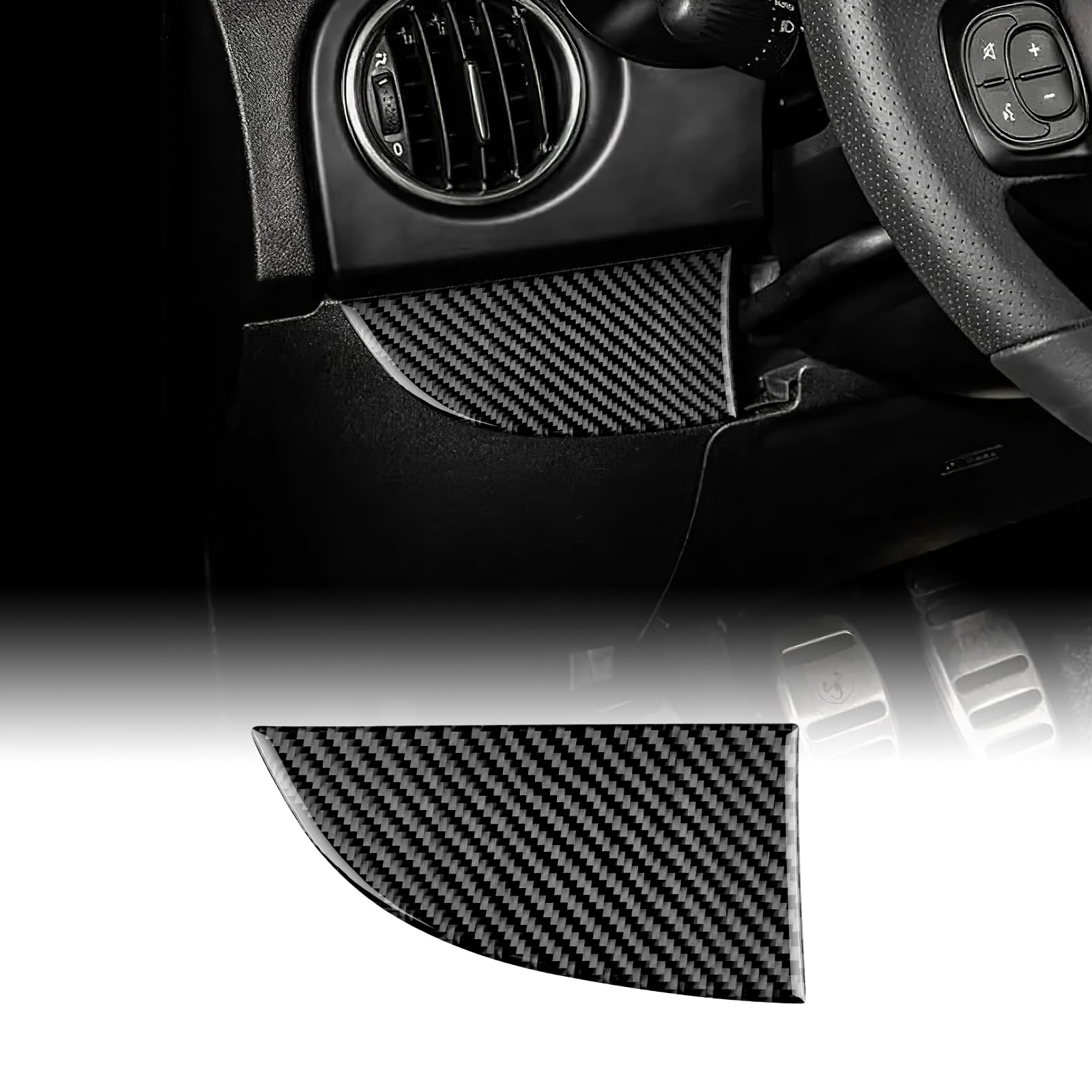 KUNGKIC Für Fiat 500 2011 2012 2013 2014 2015 Auto Armaturenbrett Dekorative Aufkleber unter den Lüftungsöffnungen Abdeckung Kohlefaser Aufkleber Innenbereich Zubehör Geschenk (Schwarz) von KUNGKIC