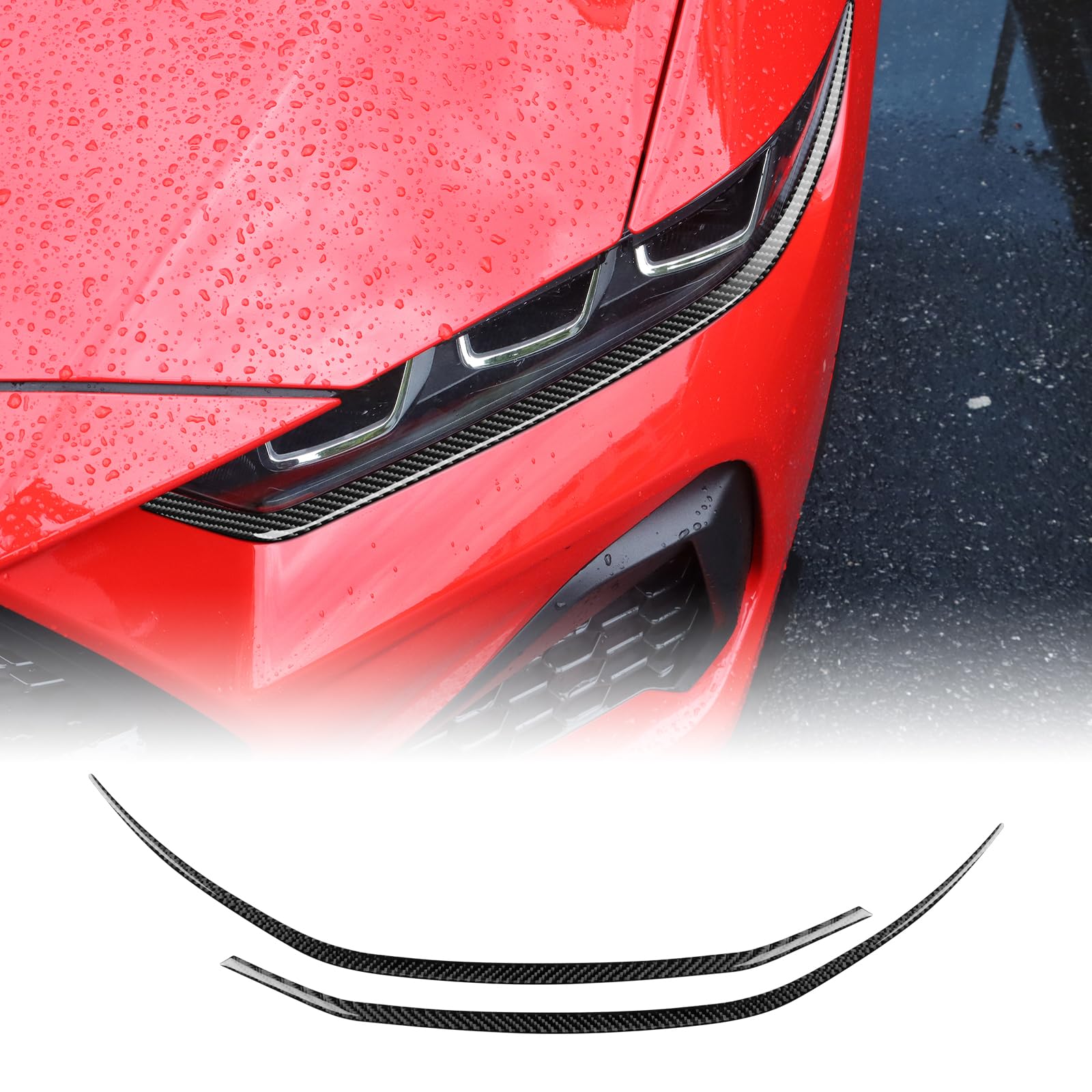 KUNGKIC Für Ford Mustang 2024 2025 Kohlefaser Auto Scheinwerfer-Augenbrauenabdeckung AugenbraueAugenlider Äußeres Aufkleber Dekorativ Zubehör,Geschenk (Schwarz) von KUNGKIC