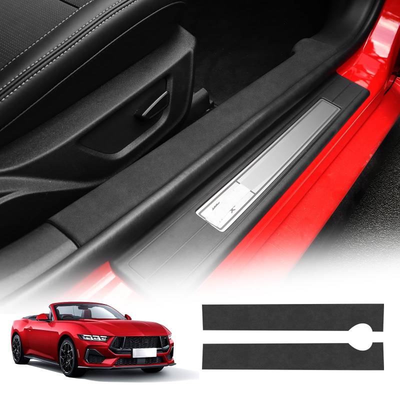 KUNGKIC Für Ford Mustang 2024 2025 PU Auto Türkantenschutz Schweller Protektor-Aufkleber Folie Anti-Kollisionsschutz-Abdeckung Schwellenwert-Streifen Zubehör (Italian Alcantara) von KUNGKIC