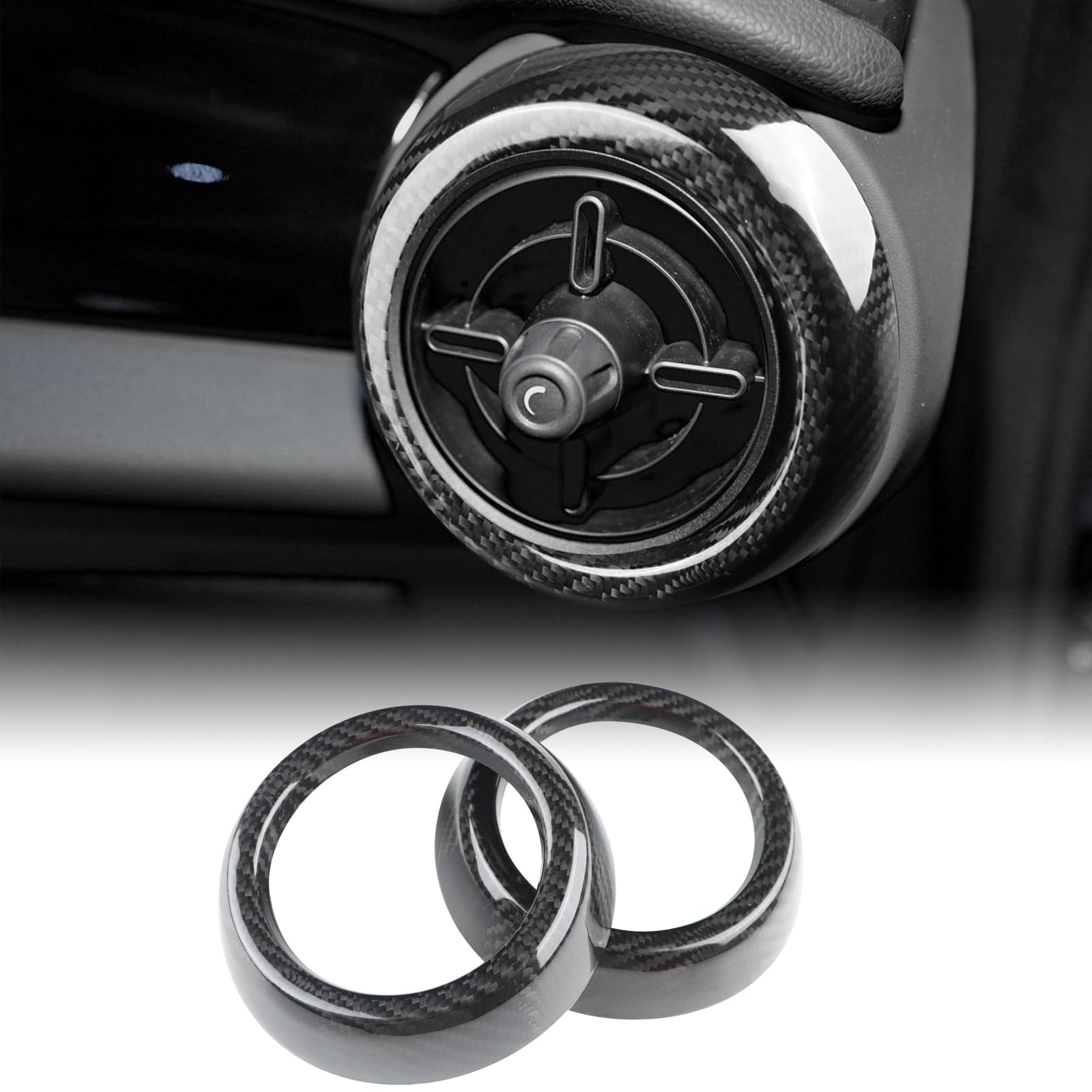 KUNGKIC Für MINI Cooper F55 F56 2014-2023 F57 2017-2023 Auto Mittelkonsole Seitlicher Luftauslassring Armaturenbrett Entlüftung Kohlefaser Aufkleber Dekorative Innenbereich Zubehör,Schwarz KUNGKIC Für MINI Cooper F55 F56 2014-2023 F57 2017-2023 Auto Mittelkonsole Seitlicher Luftauslassring Armaturenbrett Entlüftung Kohlefaser Aufkleber Dekorative Innenbereich Zubehör,Schwarz von KUNGKIC