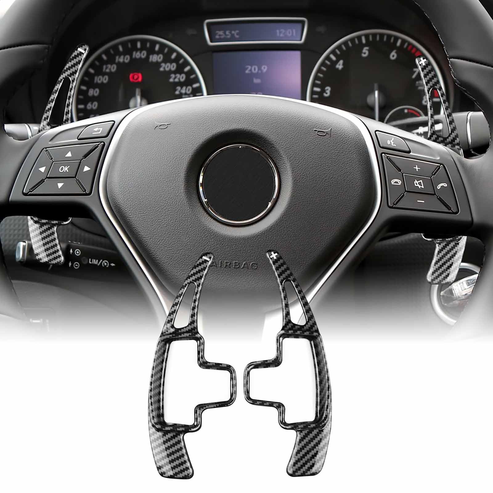 KUNGKIC Für Mercedes Benz A B E Klasse W176 W246 W212 W251 GLK X204 GL X166 SLK W166 Lenkrad Schaltwippen ABS DSG Erweiterungen Innenraum Dekoration Zubehör,Schwarz Kohlefaser-Muster,Stil B KUNGKIC Für Mercedes Benz A B E Klasse W176 W246 W212 W251 GLK X204 GL X166 SLK W166 Lenkrad Schaltwippen ABS DSG Erweiterungen Innenraum Dekoration Zubehör,Schwarz Kohlefaser-Muster,Stil B von KUNGKIC