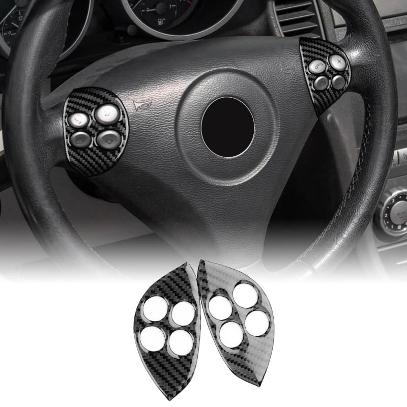 KUNGKIC Für Mercedes-Benz SLK R171 2004 2005 2006 2007 2008 2009 2010 Kohlefaser Auto Lenkrad Frame Lenkradtastenrahmen Dekorativ Aufkleber Innenbereich Zubehör,Geschenk (Schwarz) von KUNGKIC