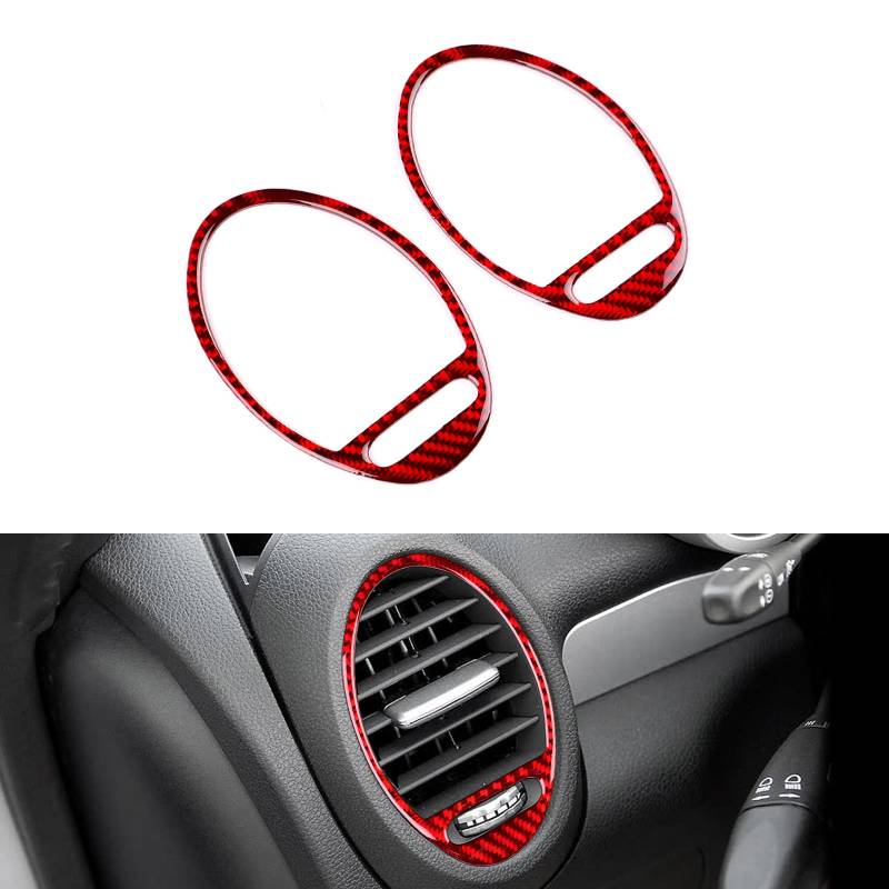 KUNGKIC Für Mercedes-Benz SLK R171 2004 2005 2006 2007 2008 2009 2010 Kohlefaser Auto Mittelkonsole Armaturenbrett Beide Seiten Luftauslassrahmen Aufkleber Innenbereich Dekorative Zubehör (Rot) von KUNGKIC