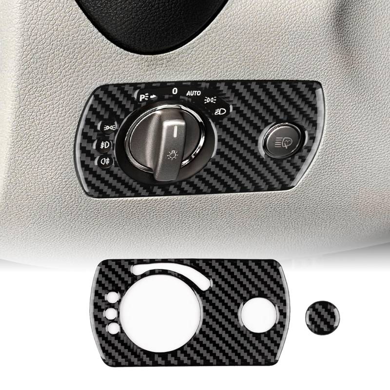 KUNGKIC Für Mercedes-Benz SLK R171 2004 2005 2006 2007 2008 2009 2010 Kohlefaser Auto Scheinwerferschalter Abdeckung Aufkleber Dekorative Innenbereich Zubehör,Geschenk (Schwarz) von KUNGKIC