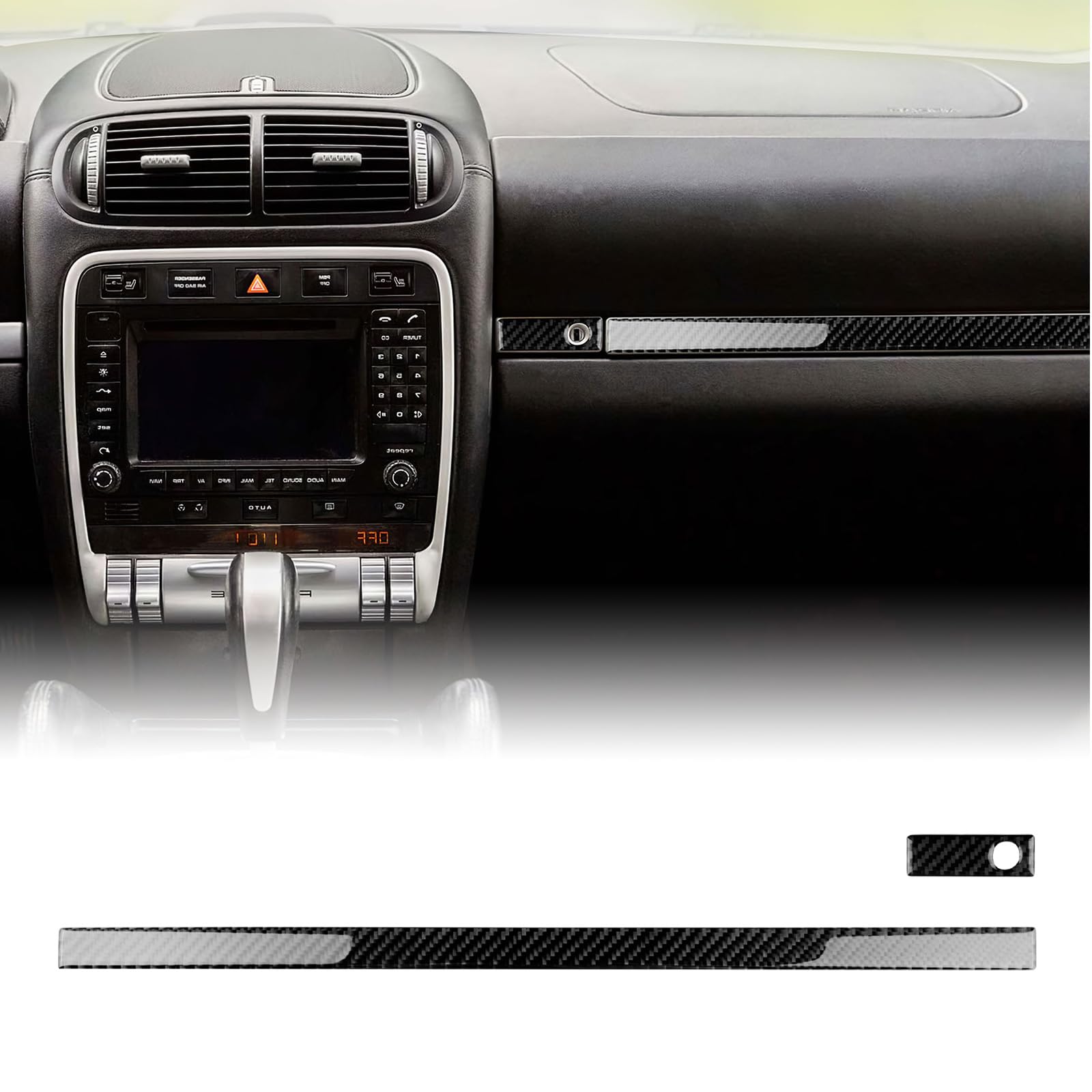 KUNGKIC Für Porsche Cayenne 2003-2010 Auto Co-Pilotin Armaturenbrett Dekorplatte Zentrale Steuerung Trim Kohlefaser Aufkleber Innenbereich Zubehör Geschenk Maßgeschneiderter,Schwarz KUNGKIC Für Porsche Cayenne 2003-2010 Auto Co-Pilotin Armaturenbrett Dekorplatte Zentrale Steuerung Trim Kohlefaser Aufkleber Innenbereich Zubehör Geschenk Maßgeschneiderter,Schwarz von KUNGKIC