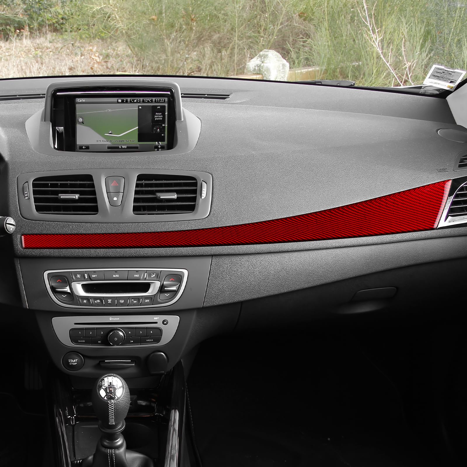 KUNGKIC Für Renault Megane/Fluence 2009 2010 2011 2012 2013 2014 Kohlefaser Armaturenbrett-Abdeckung Dash Wrap Türverkleidung Dashboard Panel Cover Armaturenbrett Innendekoration Zubehör (Rot) von KUNGKIC