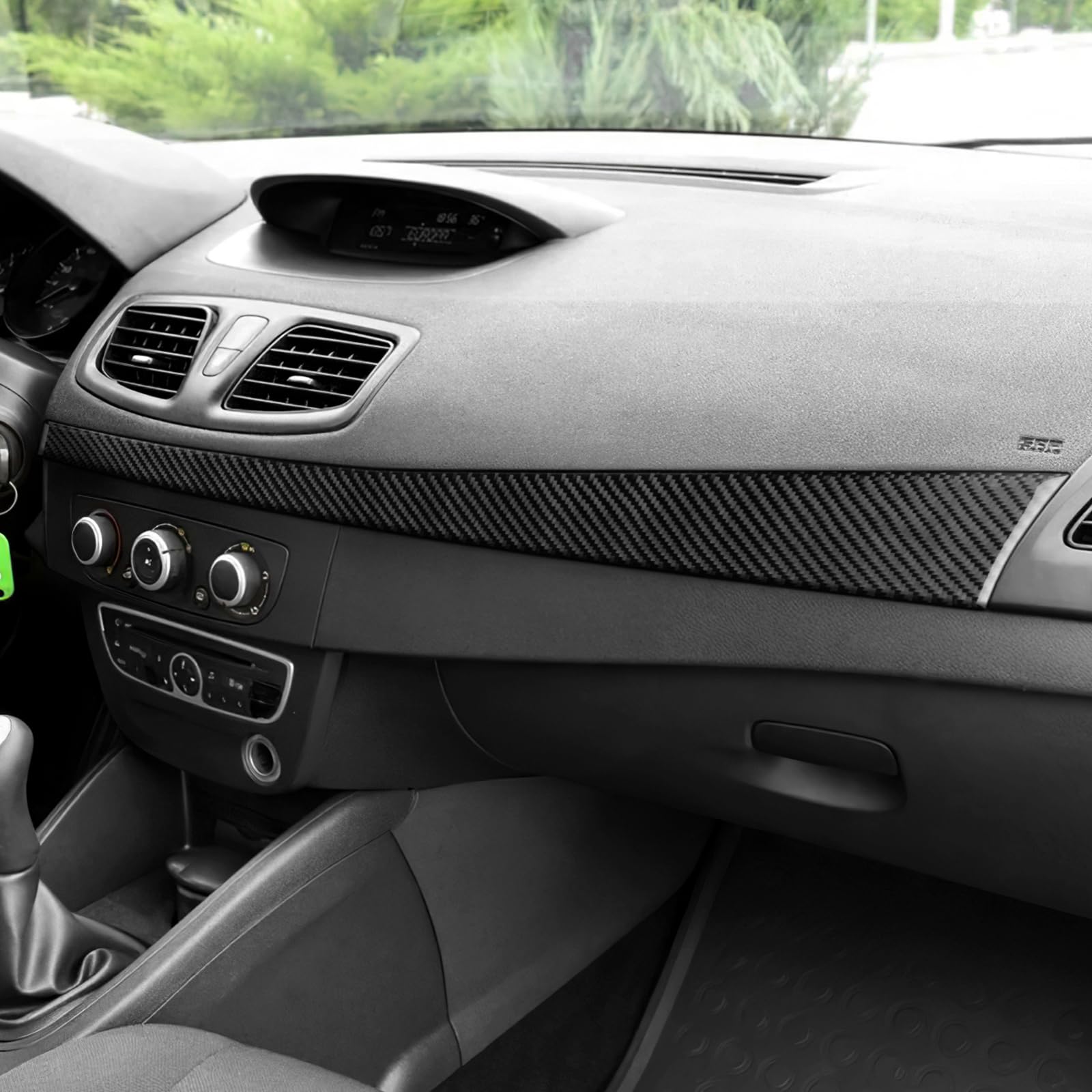 KUNGKIC Für Renault Megane/Fluence 2009 2010 2011 2012 2013 2014 Kohlefaser Armaturenbrett-Abdeckung Dash Wrap Türverkleidung Dashboard Panel Cover Armaturenbrett Innendekoration Zubehör (Schwarz) von KUNGKIC
