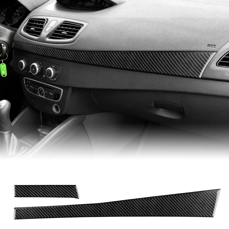 KUNGKIC Für Renault Megane/Fluence 2009 2010 2011 2012 2013 2014 Kohlefaser Armaturenbrett-Abdeckung Dash Wrap Türverkleidung Dashboard Panel Cover Armaturenbrett Innendekoration Zubehör (Schwarz) von KUNGKIC