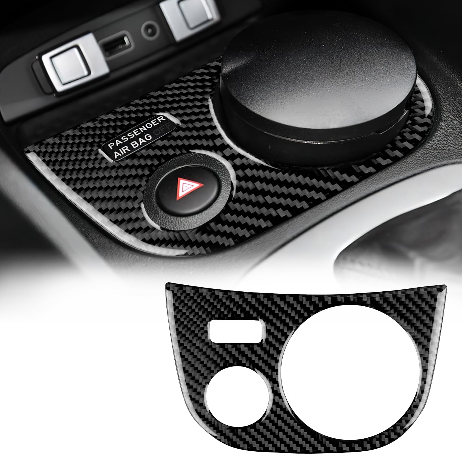 KUNGKIC Für Seat Leon Mk2 FR 1P1 5F1 Cupra/Cupra R 2005-2012 Kohlefaser Auto-Wasserbecher-Halter Warnleuchte-Rahmen Becherhalter Dekorativ Innenraum Aufkleber Zubehör,Geschenk (Schwarz) von KUNGKIC