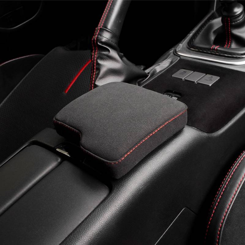 KUNGKIC Für Toyota GR86 86 Subaru BRZ 2021 2022 2023 2024 2025 Flannel Auto Armlehnen Box Cover Schutz Car Armrest Box Pad Mittelkonsole Pad Innenzubehör,Rote Linie von KUNGKIC
