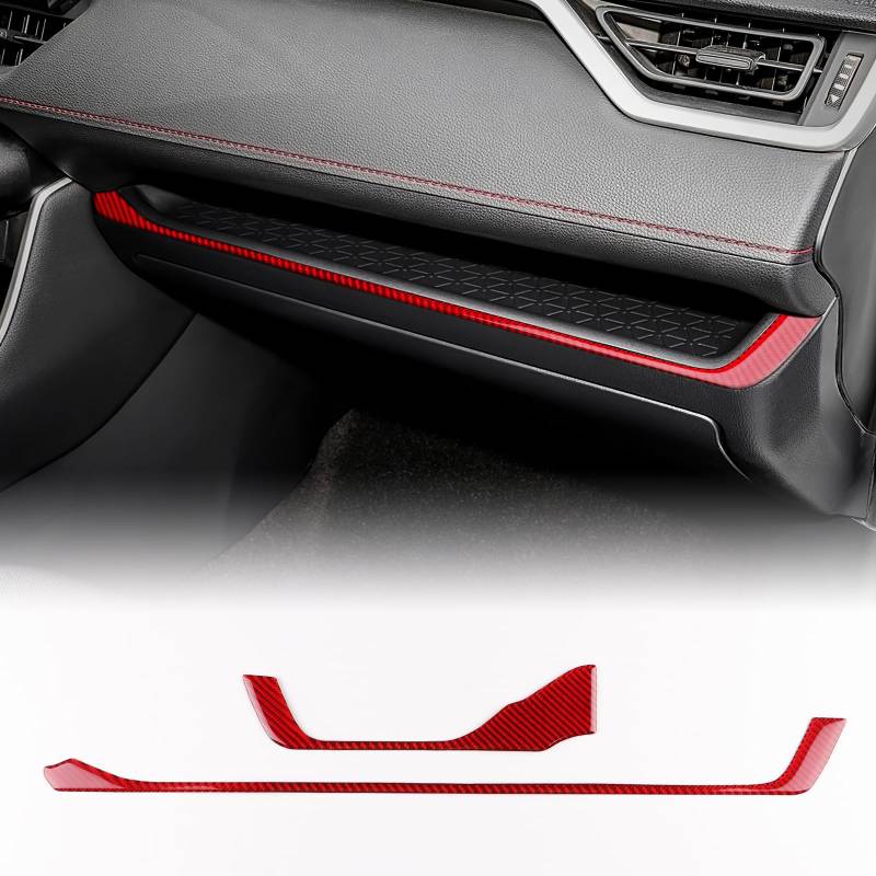 KUNGKIC Für Toyota RAV4 2019 2020 2021 2022 2023 2021 2025 Kohlefaser Armaturenbrett-Abdeckung Dash Wrap Türverkleidung Dashboard Panel Cover Innendekoration Zubehör (Rot) von KUNGKIC