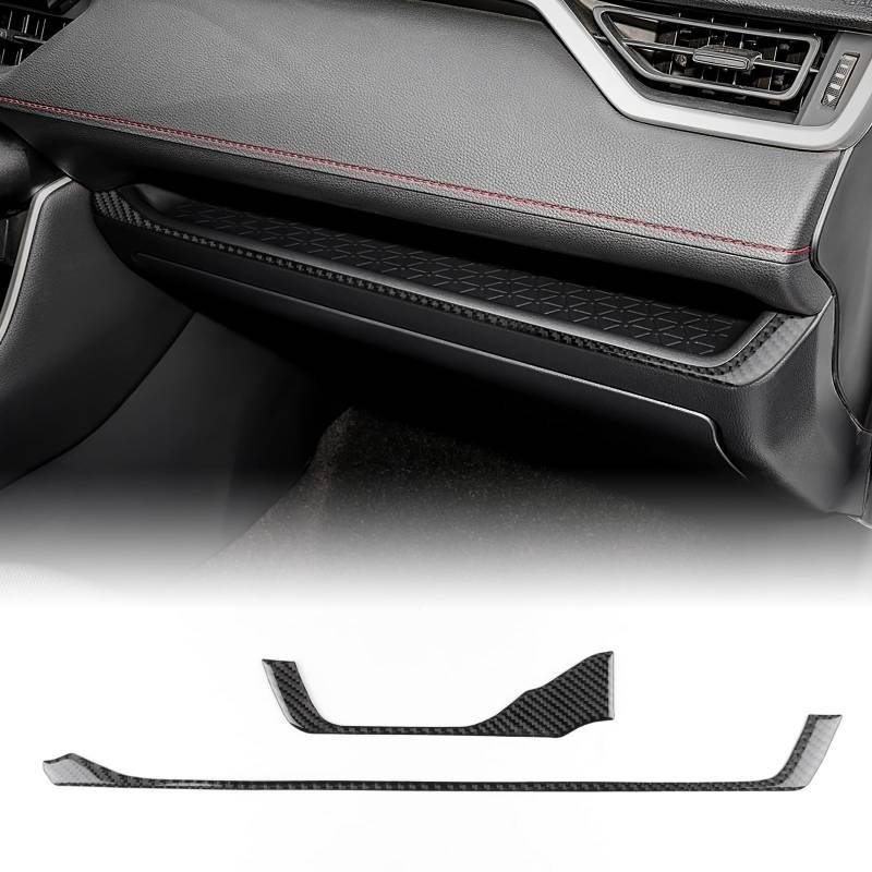 KUNGKIC Für Toyota RAV4 2019 2020 2021 2022 2023 2021 2025 Kohlefaser Armaturenbrett-Abdeckung Dash Wrap Türverkleidung Dashboard Panel Cover Innendekoration Zubehör (Schwarz) von KUNGKIC