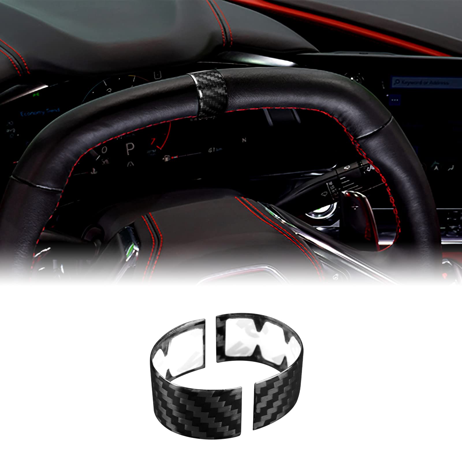 KUNGKIC Hartkohlefaser Auto-Lenkrad-Dekorationsring-Abdeckung Aufkleber Innenbereich Compatible with Chevrolet Corvette C8 2020 2021 2022 Zubehör Schwarz von KUNGKIC