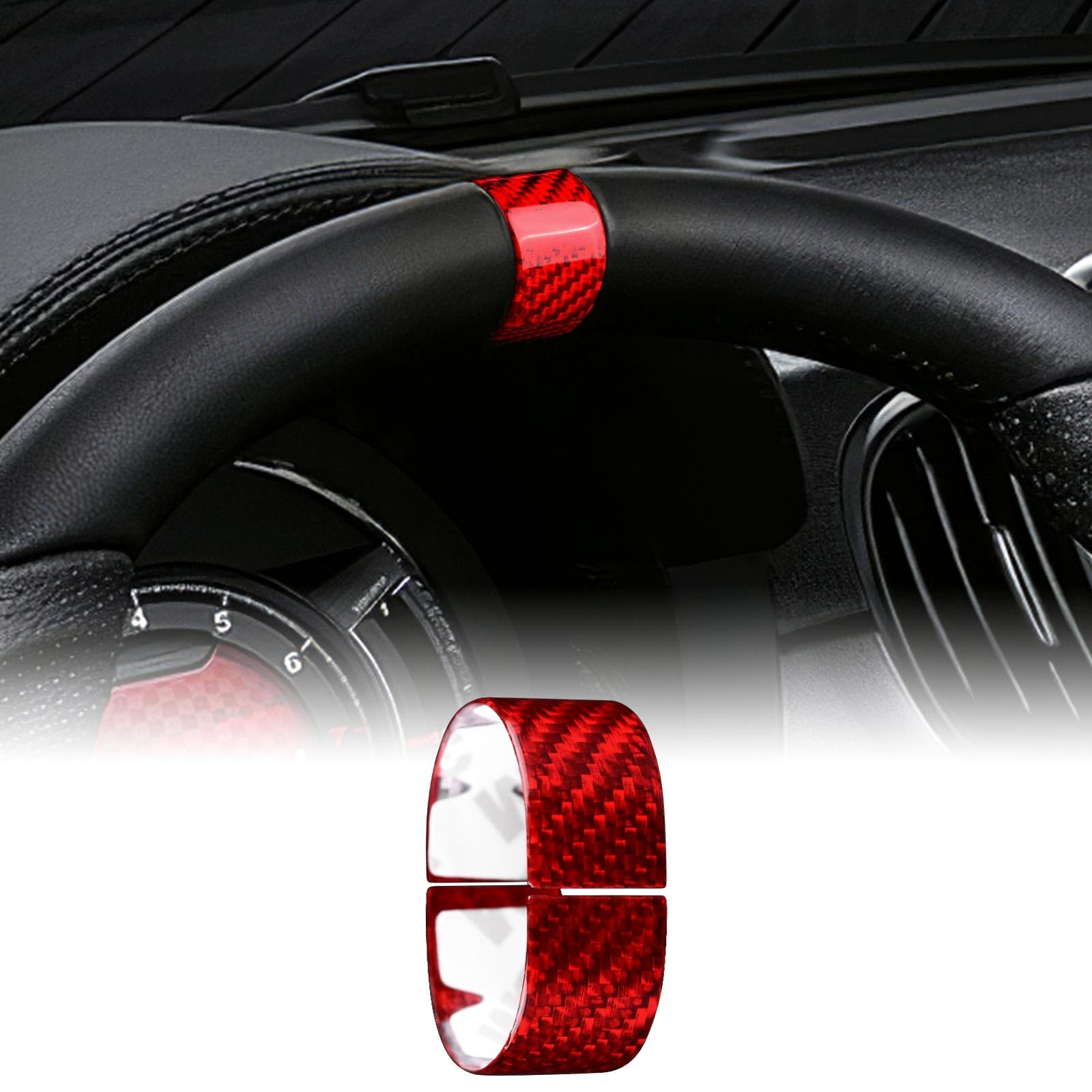 KUNGKIC Hartkohlefaser Auto-Lenkrad-Dekorationsring-Abdeckung Aufkleber Innenbereich Compatible with FIAT 500 Abarth 595 2020 2021 2022 2023 Zubehör,Rot KUNGKIC Hartkohlefaser Auto-Lenkrad-Dekorationsring-Abdeckung Aufkleber Innenbereich Compatible with FIAT 500 Abarth 595 2020 2021 2022 2023 Zubehör,Rot von KUNGKIC
