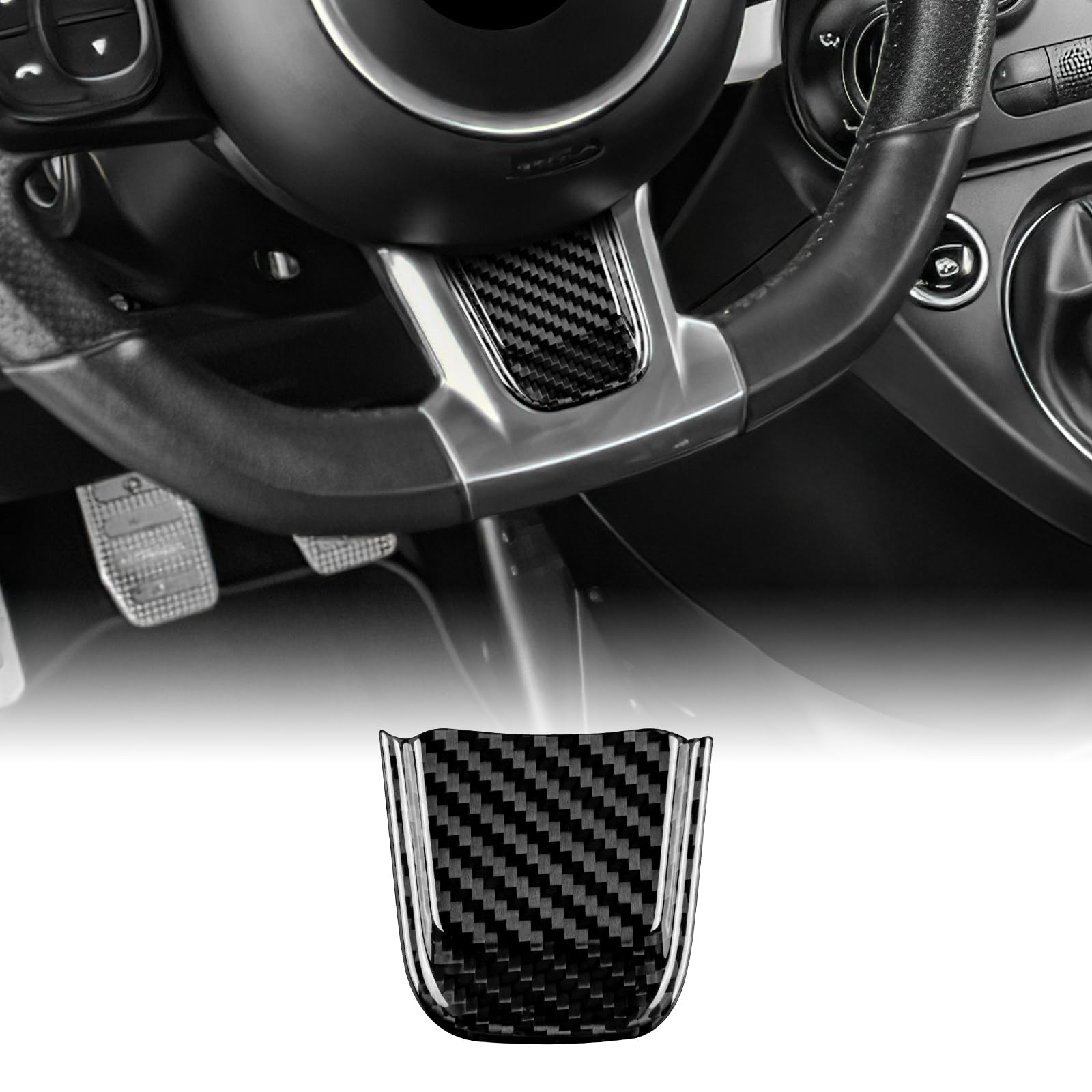 KUNGKIC Hartkohlefaser Auto Lenkrad Kinn Innenraum Abdeckung Lenkradtafel Dekorativ Aufkleber Compatible with FIAT 500 Abarth 595 2020 2021 2022 2023 Zubehör,Geschenk, Schwarz KUNGKIC Hartkohlefaser Auto Lenkrad Kinn Innenraum Abdeckung Lenkradtafel Dekorativ Aufkleber Compatible with FIAT 500 Abarth 595 2020 2021 2022 2023 Zubehör,Geschenk, Schwarz von KUNGKIC