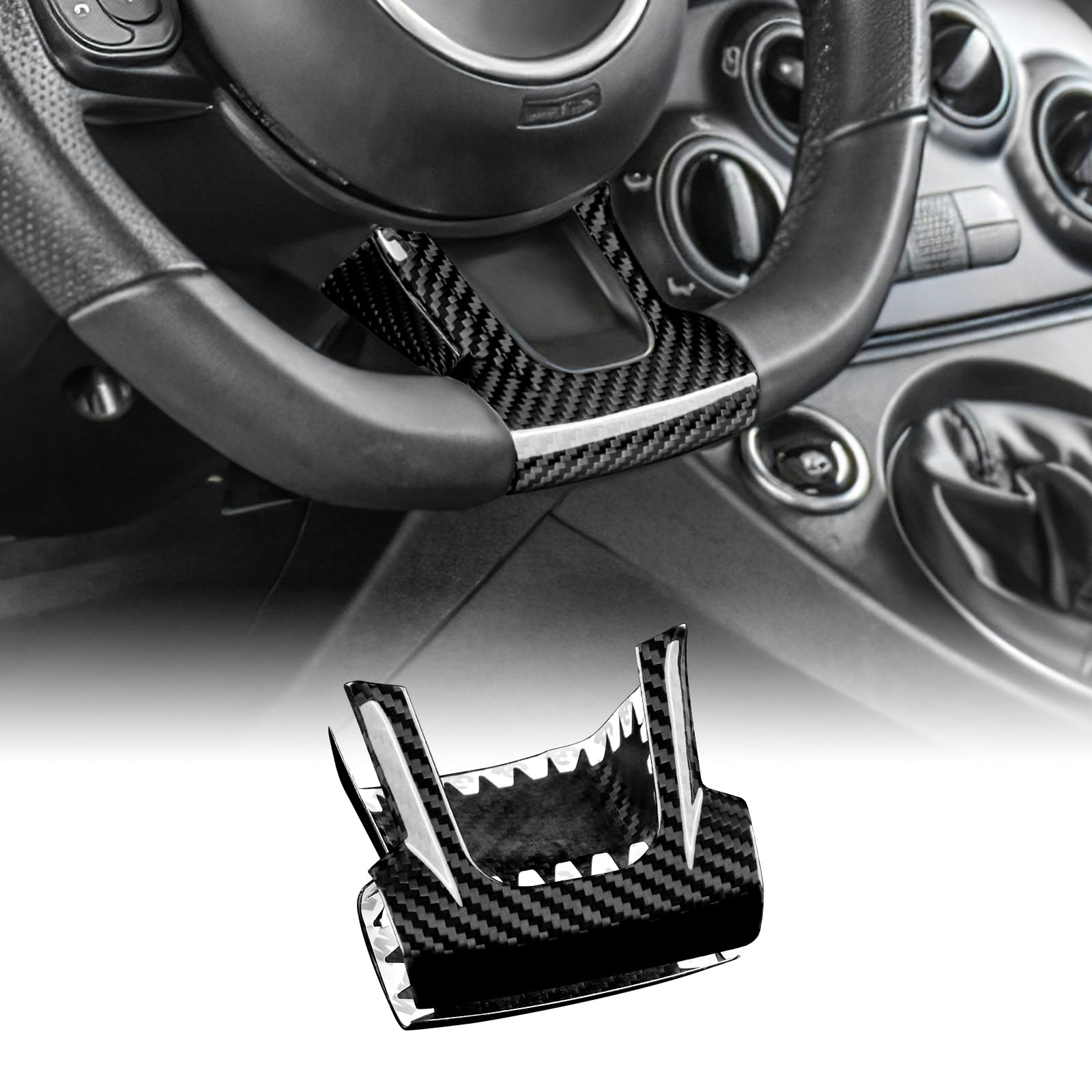 KUNGKIC Hartkohlefaser Auto Lenkrad Kinn äußere Abdeckung Lenkradtafel Dekorativ Innenbereich Aufkleber Für FIAT 500 Abarth 595 2020 2021 2022 2023 Zubehör,Geschenk, Schwarz KUNGKIC Hartkohlefaser Auto Lenkrad Kinn äußere Abdeckung Lenkradtafel Dekorativ Innenbereich Aufkleber Für FIAT 500 Abarth 595 2020 2021 2022 2023 Zubehör,Geschenk, Schwarz von KUNGKIC