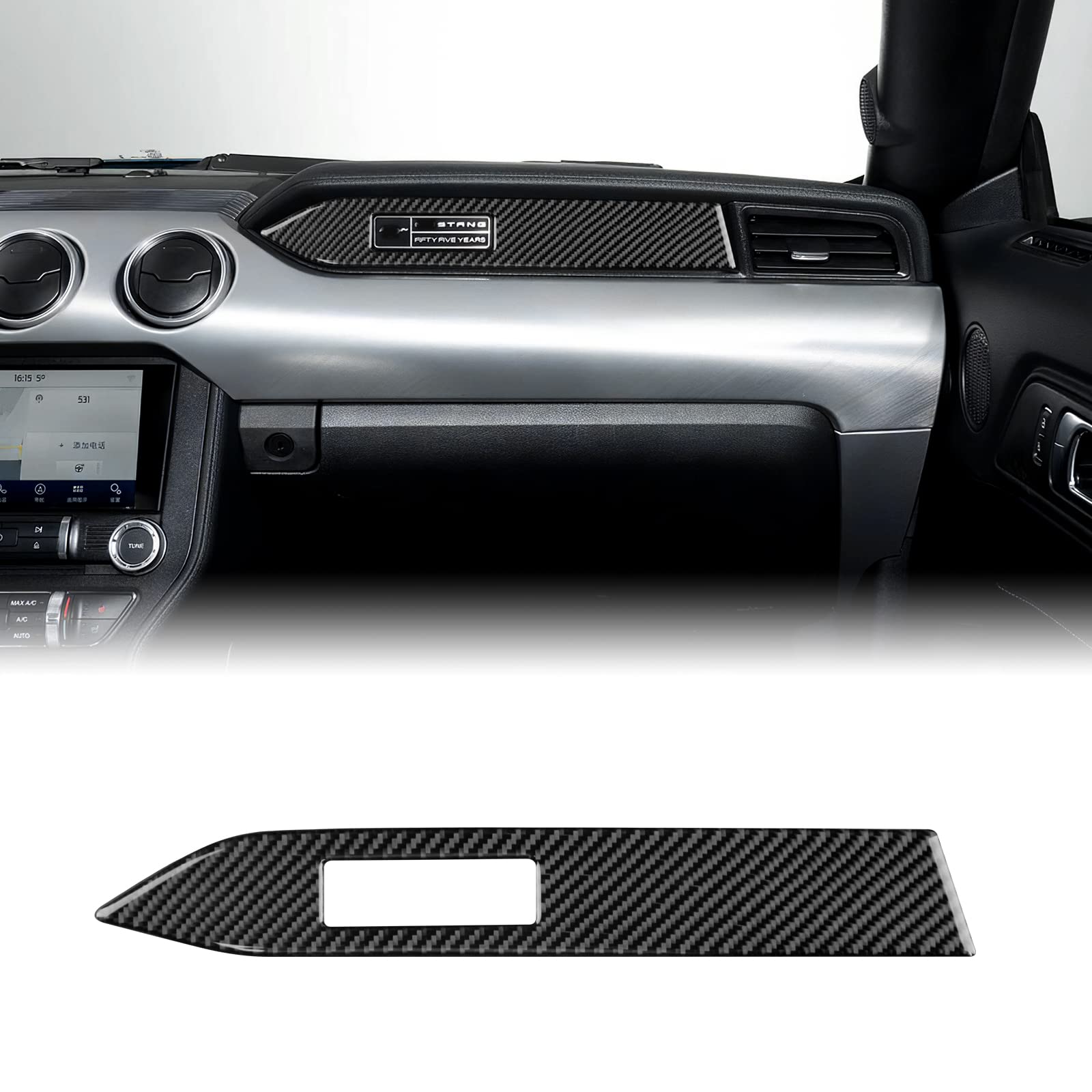 KUNGKIC Kohlefaser Auto Armaturenbrett Dekoration Strip Aufkleber Beifahrersitz Seite Zubehör Compatible with Ford Mustang GT 2015-2022 Innenraum Zubehör KUNGKIC Kohlefaser Auto Armaturenbrett Dekoration Strip Aufkleber Beifahrersitz Seite Zubehör Compatible with Ford Mustang GT 2015-2022 Innenraum Zubehör von KUNGKIC