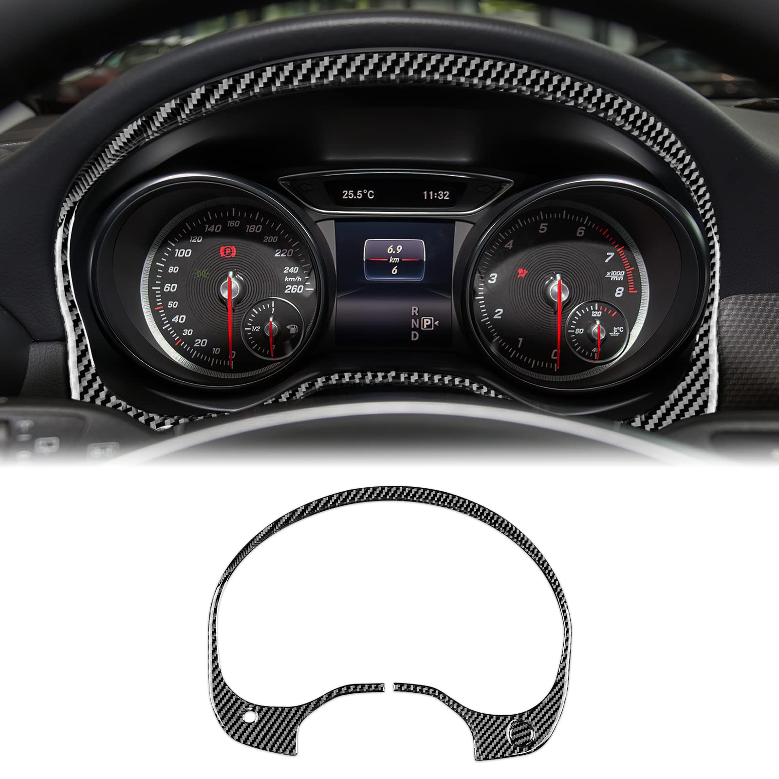 KUNGKIC Kohlefaser Auto Armaturenbrett Tachorahmen Aufkleber Autotacho-Rahmen Trim Innenbereich Compatible with Mercedes-Benz CLA C117 2014-2018 GLA X156 2015-2019 Zubehör Schwarz KUNGKIC Kohlefaser Auto Armaturenbrett Tachorahmen Aufkleber Autotacho-Rahmen Trim Innenbereich Compatible with Mercedes-Benz CLA C117 2014-2018 GLA X156 2015-2019 Zubehör Schwarz von KUNGKIC