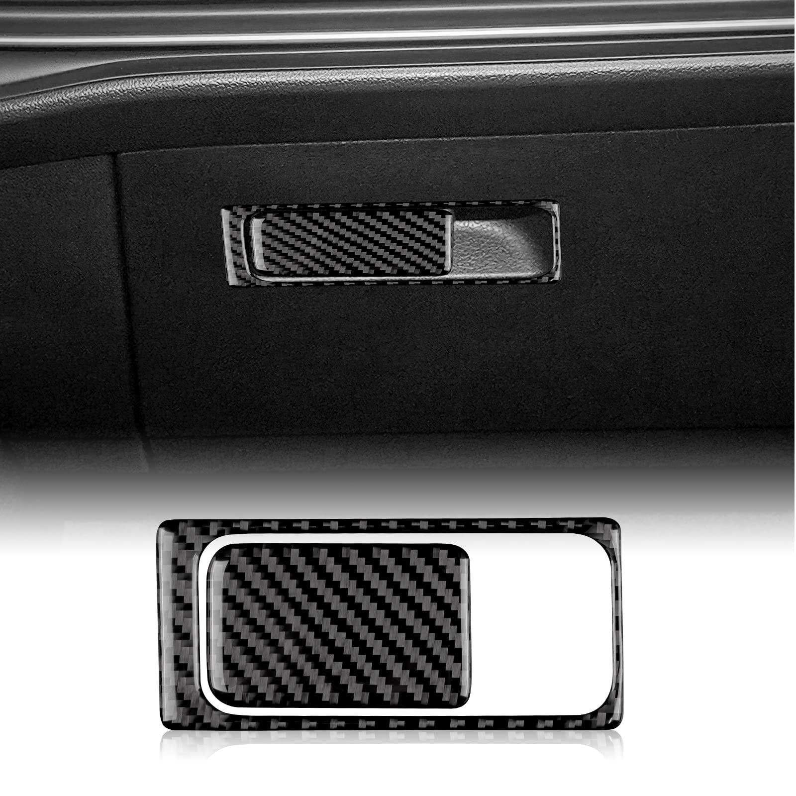 KUNGKIC Kohlefaser Auto Co-Pilot Handschuhfach Abdeckung Aufbewahrungsbox Aufkleber Trim Innenbereich Compatible with volkswagen vw Golf 8 2020 2021 2022 2023 Zubehör Schwarz von KUNGKIC