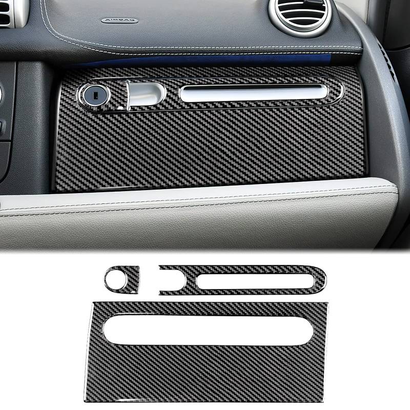 KUNGKIC Kohlefaser Auto Co-Pilot Handschuhfach Aufkleber Staukastendeckel Dekorative Innenbereich Compatible with Mercedes Benz Smart 451 Fortwo 2011-2015 Zubehör (Schwarz) von KUNGKIC
