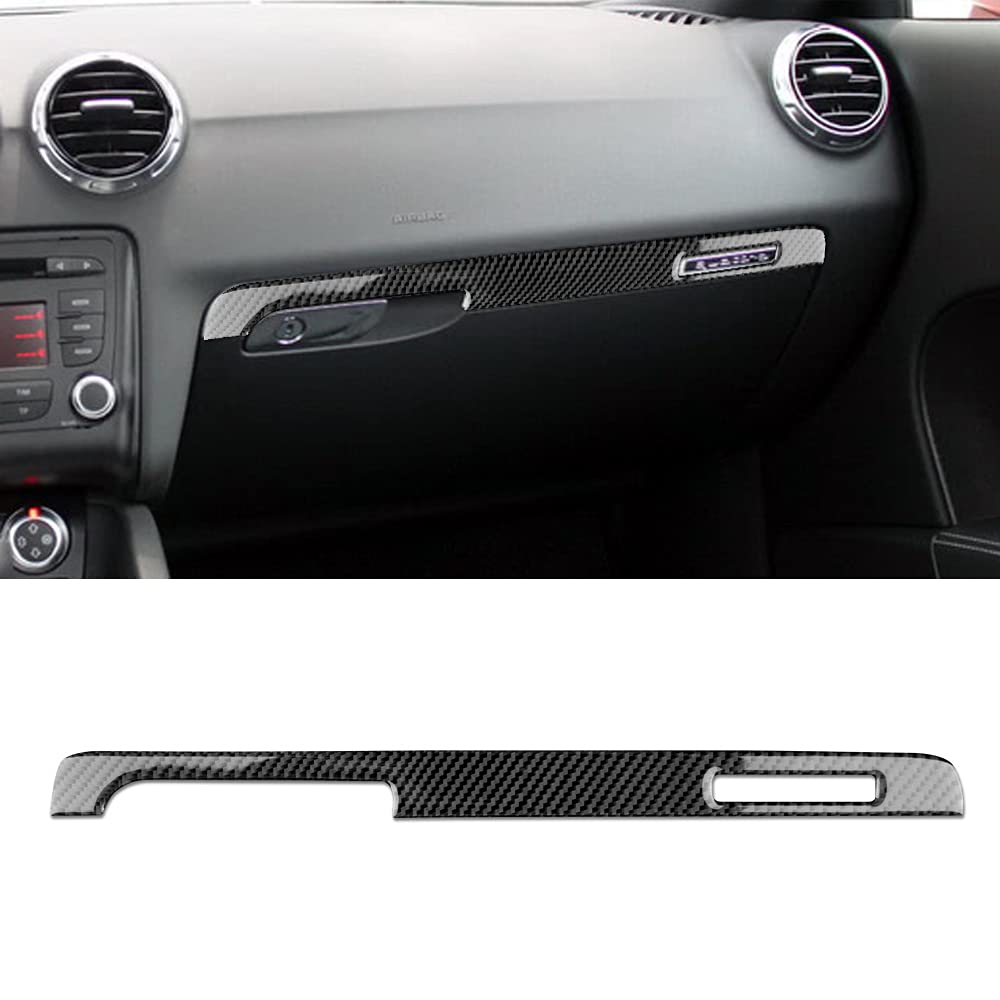 KUNGKIC Kohlefaser Auto Co-Pilot Mittelkonsole Dashboard Handschuhfachverkleidung Carbon Fiber Car Glove Box für Audi TT 2007 2008 2009 2010 2011 2012 2013 2014 zubehör innenraum (mit Löchern-Schwarz) von KUNGKIC