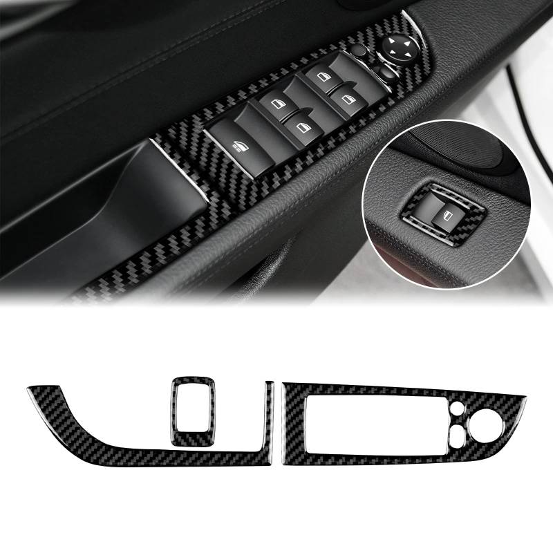 KUNGKIC Kohlefaser Auto Fensterheber Schalter Schaltfläche Panel Rahmen Abdeckung Trim Aufkleber Compatible with BMW Z4 E89 2009-2017 Innenbereich Zubehör (Schwarz) von KUNGKIC