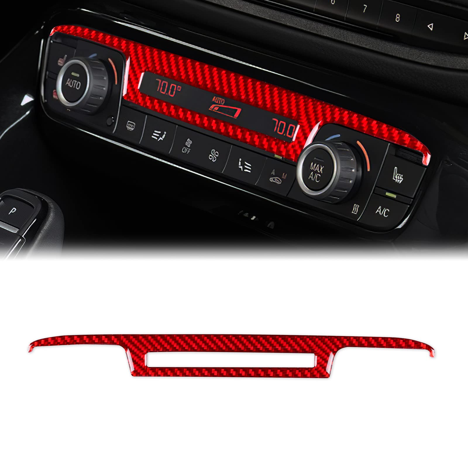 KUNGKIC Kohlefaser Auto-Klimaanlage Schalter Panel Aufkleber Innenbereich Dekorativ Compatible with Toyota Supra GR A90 A91 MK5 2019-2022 Zubehör(Rot) von KUNGKIC