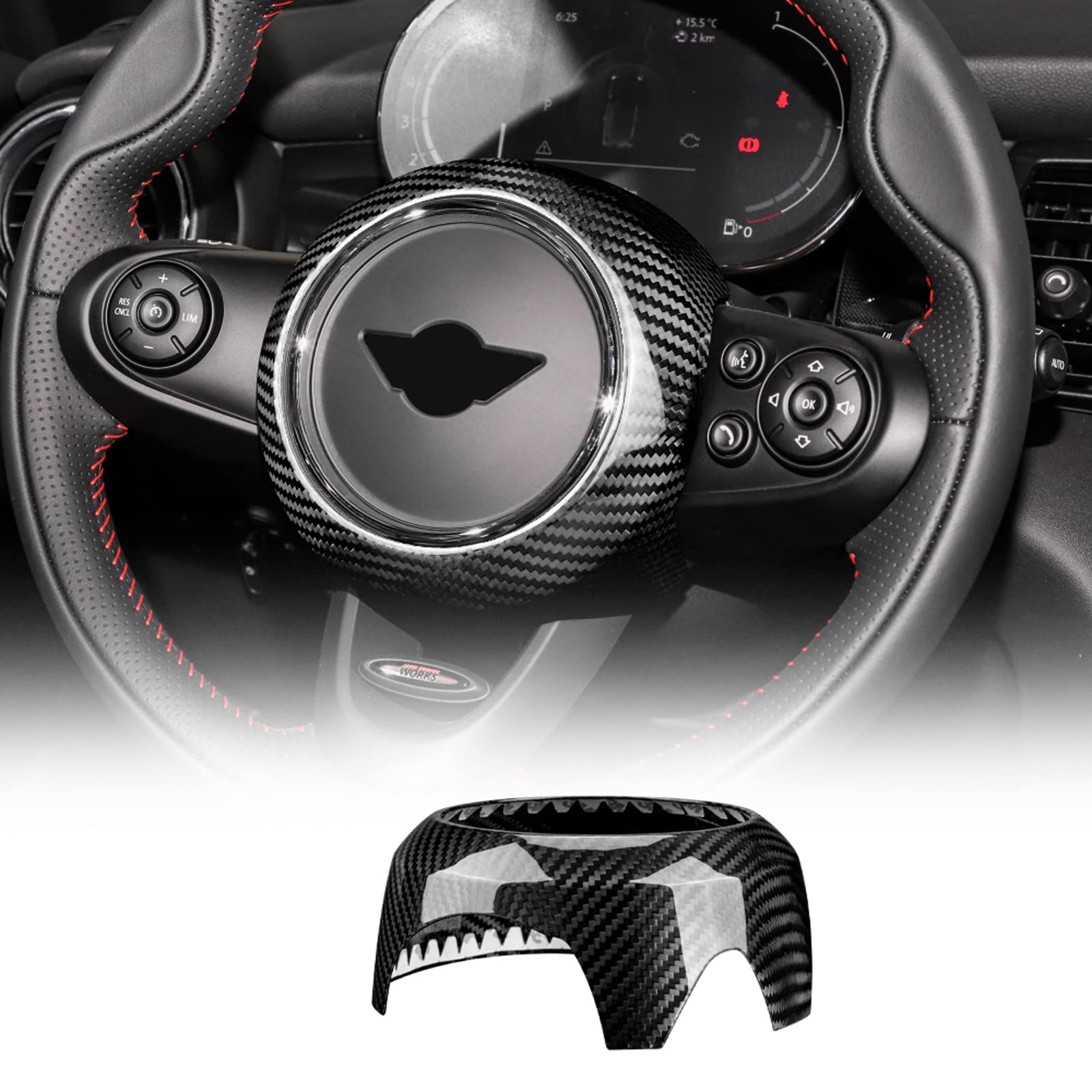 KUNGKIC Kohlefaser Auto-Lenkrad-Airbag Abdeckung Aufkleber Dekorative für Mini Cooper Clubman F55 F56 F57 F60 Countryman Zubehör Innenraum (für F-Serie) KUNGKIC Kohlefaser Auto-Lenkrad-Airbag Abdeckung Aufkleber Dekorative für Mini Cooper Clubman F55 F56 F57 F60 Countryman Zubehör Innenraum (für F-Serie) von KUNGKIC