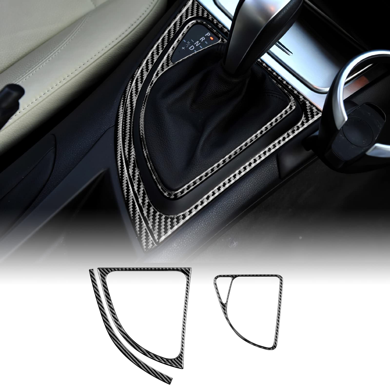 KUNGKIC Kohlefaser Auto Mittelkonsole Schalttafel Abdeckung Aufkleber Gangschaltung Paneel Innenraum Dekorativ Compatible with BMW 1er 116i E81 E82 E87 E88 2008-2013 Getrieberahmen Zubehör (Schwarz) von KUNGKIC