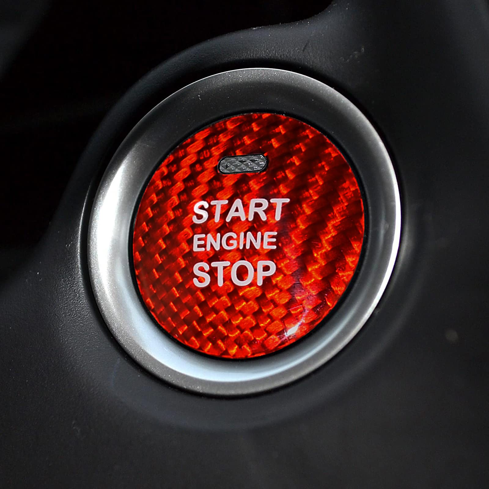 KUNGKIC Kohlefaser Auto Motor Start Halt Taste Zündung Gerät Schalter Abdeckung Aufkleber für Mazda Axela Atenza CX-3 CX-4 CX-5 CX-8 MX-5 Carbon Fiber zubehör Innenraum Dekorative (Rot) von KUNGKIC