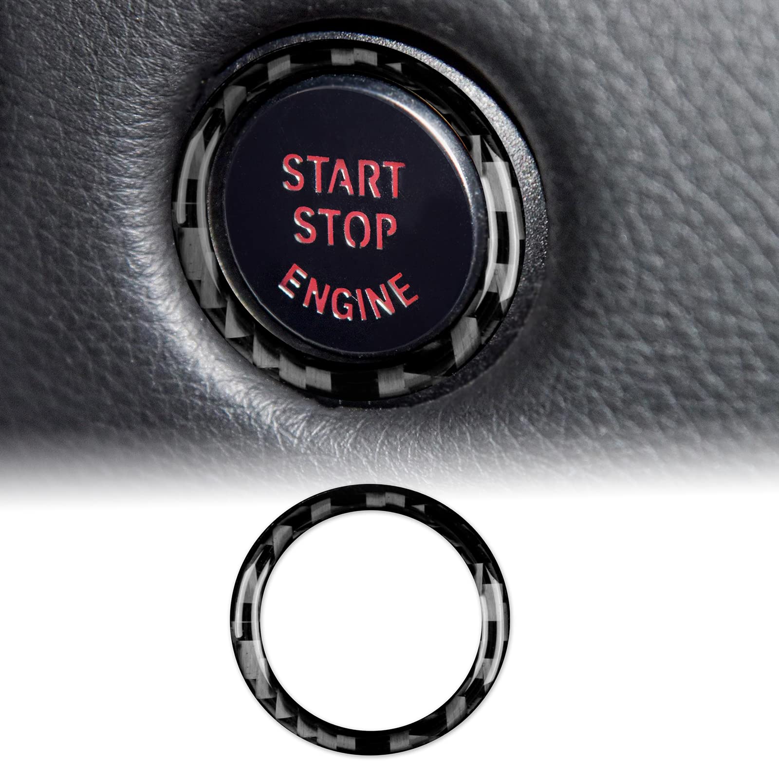 KUNGKIC Kohlefaser Auto Motor Start Stop Taste Ring Zündungsschalter Ring Aufkleber Innenbereich Dekorative Compatible with Toyota Supra GR A90 A91 MK5 2019-2022 Zubehör(Schwarz) von KUNGKIC