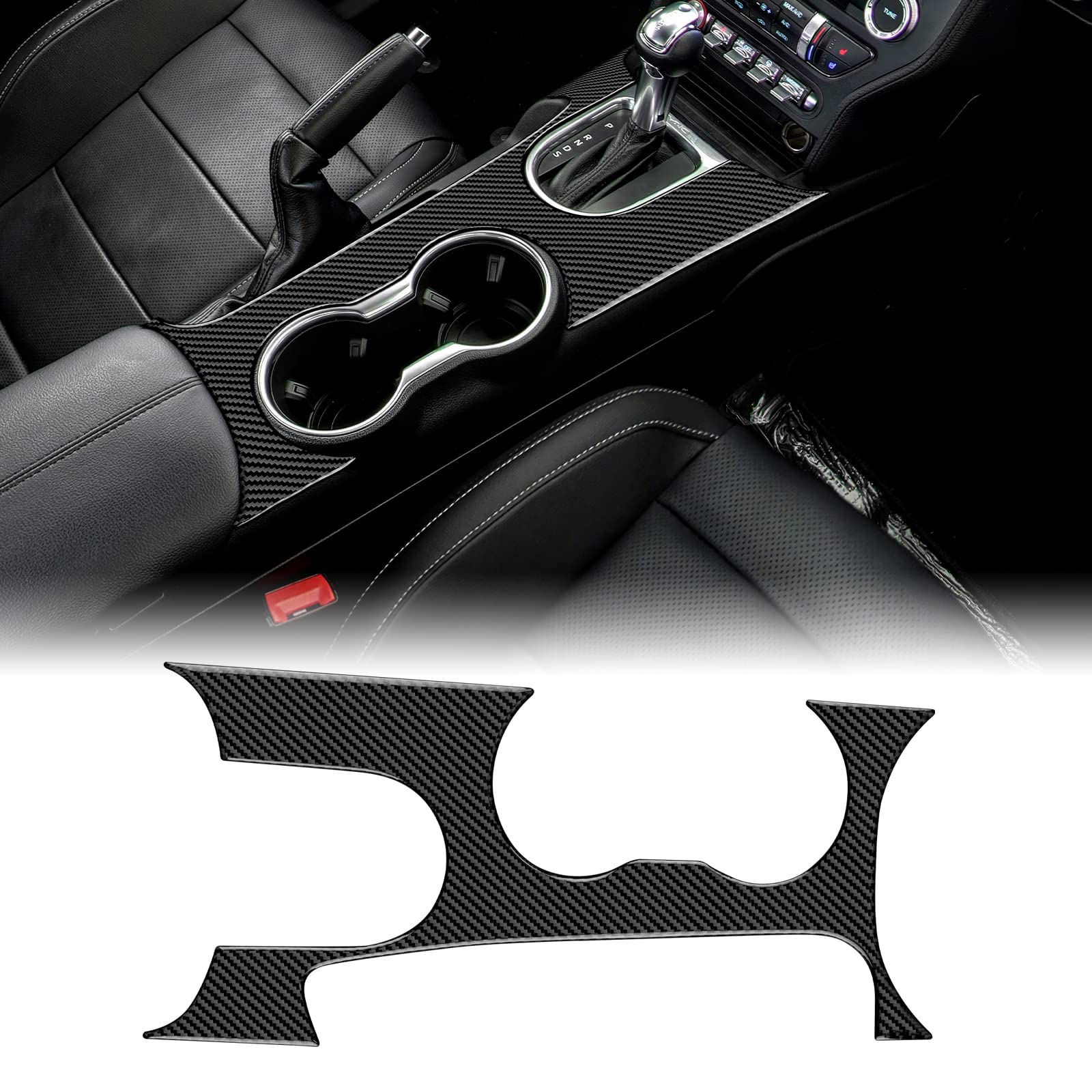 KUNGKIC Kohlefaser Auto-Schalttafel Panel Aufkleber Becherhalter-Paneel Dekorativ Compatible with Ford Mustang GT 2015 2016 2017 2018 2019 2020 2021 2022 Innenraum Zubehör KUNGKIC Kohlefaser Auto-Schalttafel Panel Aufkleber Becherhalter-Paneel Dekorativ Compatible with Ford Mustang GT 2015 2016 2017 2018 2019 2020 2021 2022 Innenraum Zubehör von KUNGKIC
