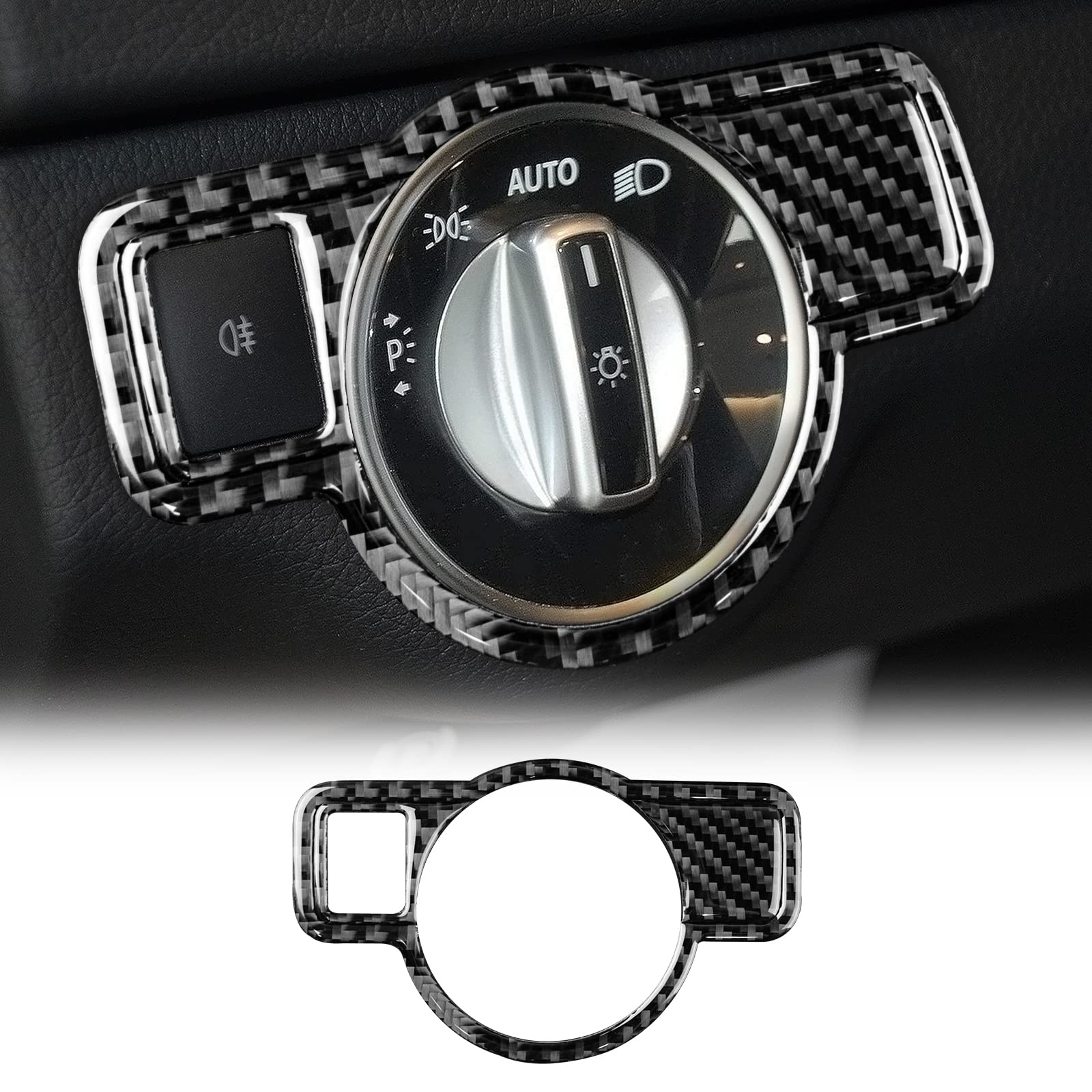 KUNGKIC Kohlefaser Auto Scheinwerferschalter Abdeckung Aufkleber Compatible with Mercedes Benz W204 W205 W213 W177 A B C E G Class CLA GLA GLE GLK GL Innenraum Zubehör-Stil A KUNGKIC Kohlefaser Auto Scheinwerferschalter Abdeckung Aufkleber Compatible with Mercedes Benz W204 W205 W213 W177 A B C E G Class CLA GLA GLE GLK GL Innenraum Zubehör-Stil A von KUNGKIC