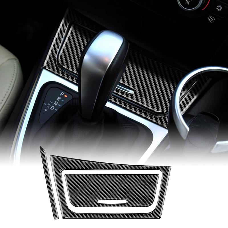 KUNGKIC Kohlefaser Auto Mittelkonsole Staukasten Abdeckung Aufkleber Innenraum Dekorativ Compatible with BMW 1 Serie E81 E82 E87 E88 2008-2013 Zubehör (Schwarz) von KUNGKIC