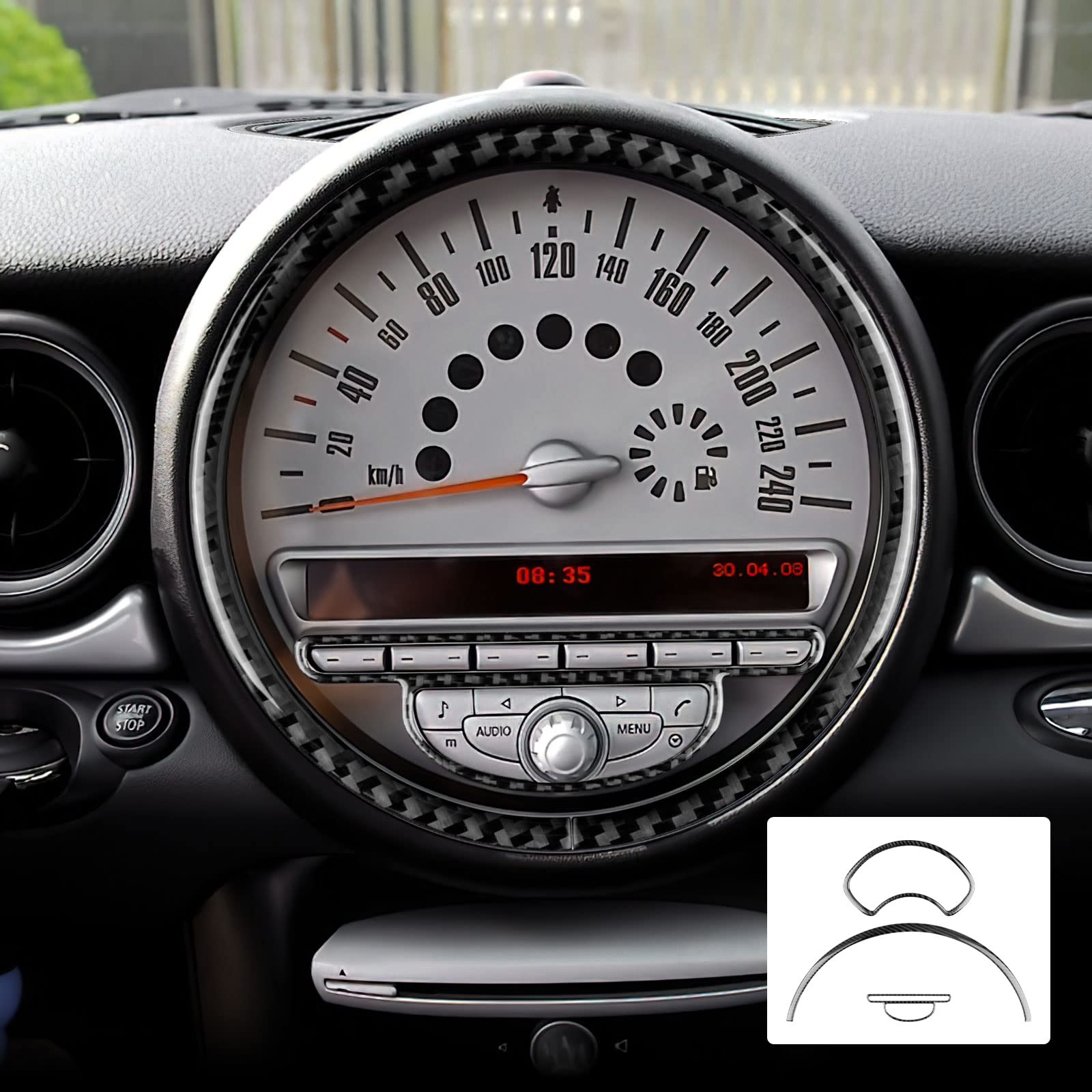 KUNGKIC Kohlefaser Auto Tachometer Dekorative Aufkleber Innenraum Carbon Fiber Speedometer Trim für Mini Cooper Hardtop R56 Clubman R55 R57 Zubehör accessories 2007 2008 2009 2010 Schwarz KUNGKIC Kohlefaser Auto Tachometer Dekorative Aufkleber Innenraum Carbon Fiber Speedometer Trim für Mini Cooper Hardtop R56 Clubman R55 R57 Zubehör accessories 2007 2008 2009 2010 Schwarz von KUNGKIC