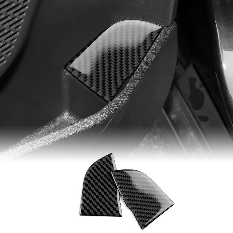 KUNGKIC Kohlefaser Auto Tür Kofferraumschalter Ring Trimmen Aufkleber Innenbereich Compatible with Mini Cooper S F65 F66 F67 2024 2025 Interieur Zubehör (Schwarz) von KUNGKIC