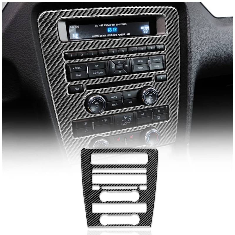 KUNGKIC Kohlefaser Auto Zentrale Steuerung AC-CD-Panel Rahmen Aufkleber Dekorative Innenbereich Compatible with Ford Mustang GT 2010-2014 Zubehör Typ A von KUNGKIC
