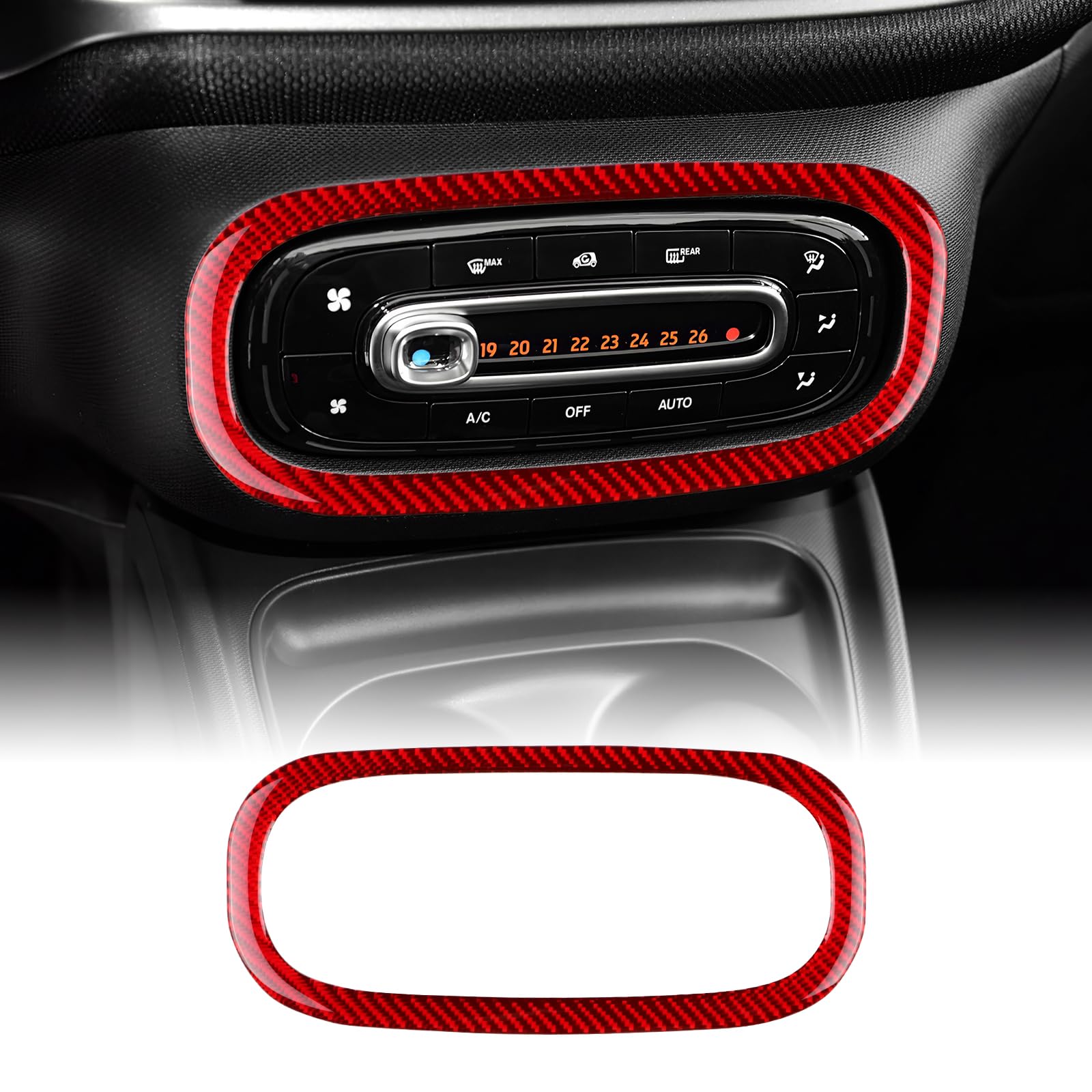 KUNGKIC Kohlefaser Auto Zentrale Steuerung AC-Panel Klimaanlagen-Einstellknopf Rahmen Aufkleber Dekorative Compatible with Mercedes Benz Smart 453 Fortwo Forfour 2016-2021 Zubehör,Rot KUNGKIC Kohlefaser Auto Zentrale Steuerung AC-Panel Klimaanlagen-Einstellknopf Rahmen Aufkleber Dekorative Compatible with Mercedes Benz Smart 453 Fortwo Forfour 2016-2021 Zubehör,Rot von KUNGKIC
