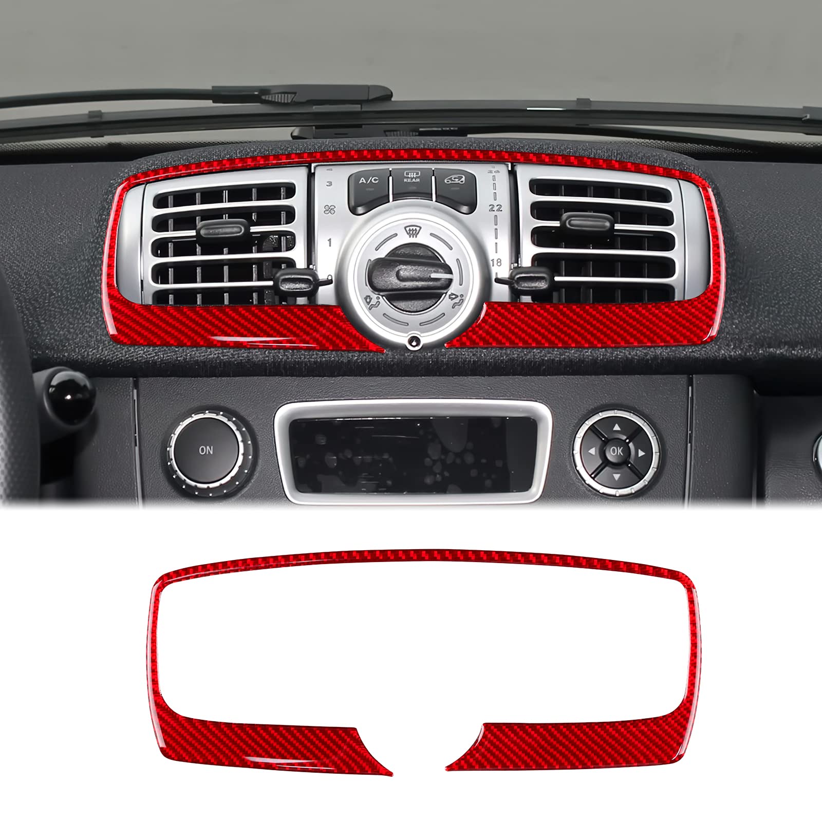 KUNGKIC Kohlefaser Auto Zentrales Bedienfeld Luftauslass Aufkleber Dekorative Innenbereich Compatible with Mercedes Benz Smart 451 Fortwo 2011-2015 Zubehör AC-Entlüftung (Rot) von KUNGKIC