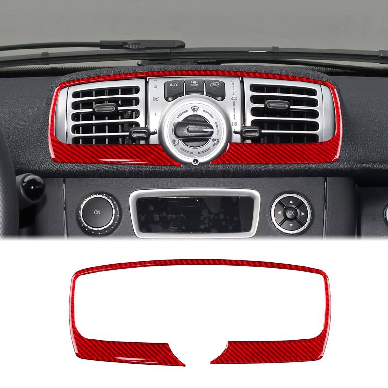 KUNGKIC Kohlefaser Auto Zentrales Bedienfeld Luftauslass Aufkleber Dekorative Innenbereich Compatible with Mercedes Benz Smart 451 Fortwo 2011-2015 Zubehör AC-Entlüftung (Rot) von KUNGKIC