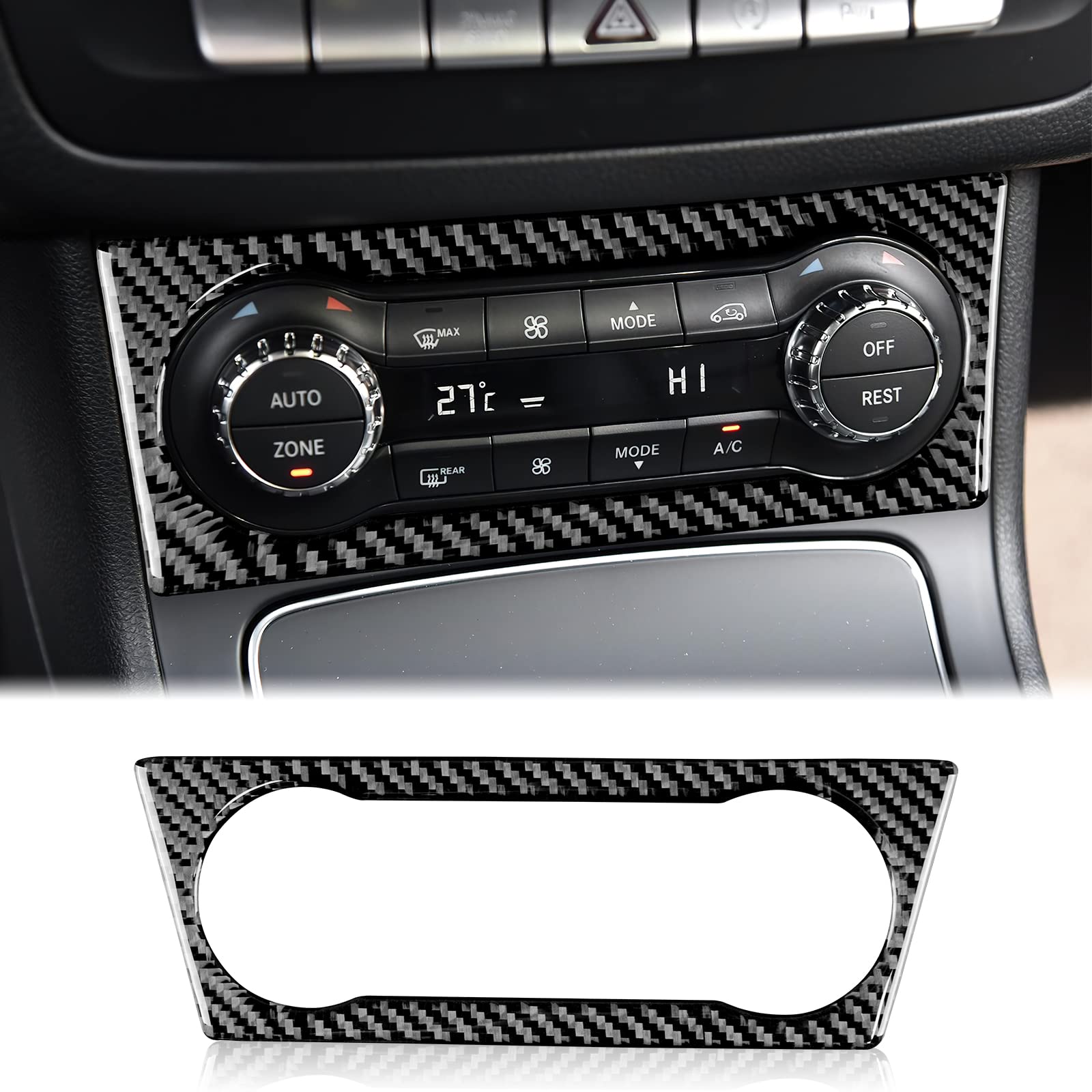 KUNGKIC Kohlefaser Auto Zentrales-CD-Klimaanlagen-Bedienfeld Aufkleber Innenbereich Dekorative Compatible with Mercedes Benz A B Klasse W169 W245 W117 W156 CLA GLA Zubehör (Typ E) von KUNGKIC