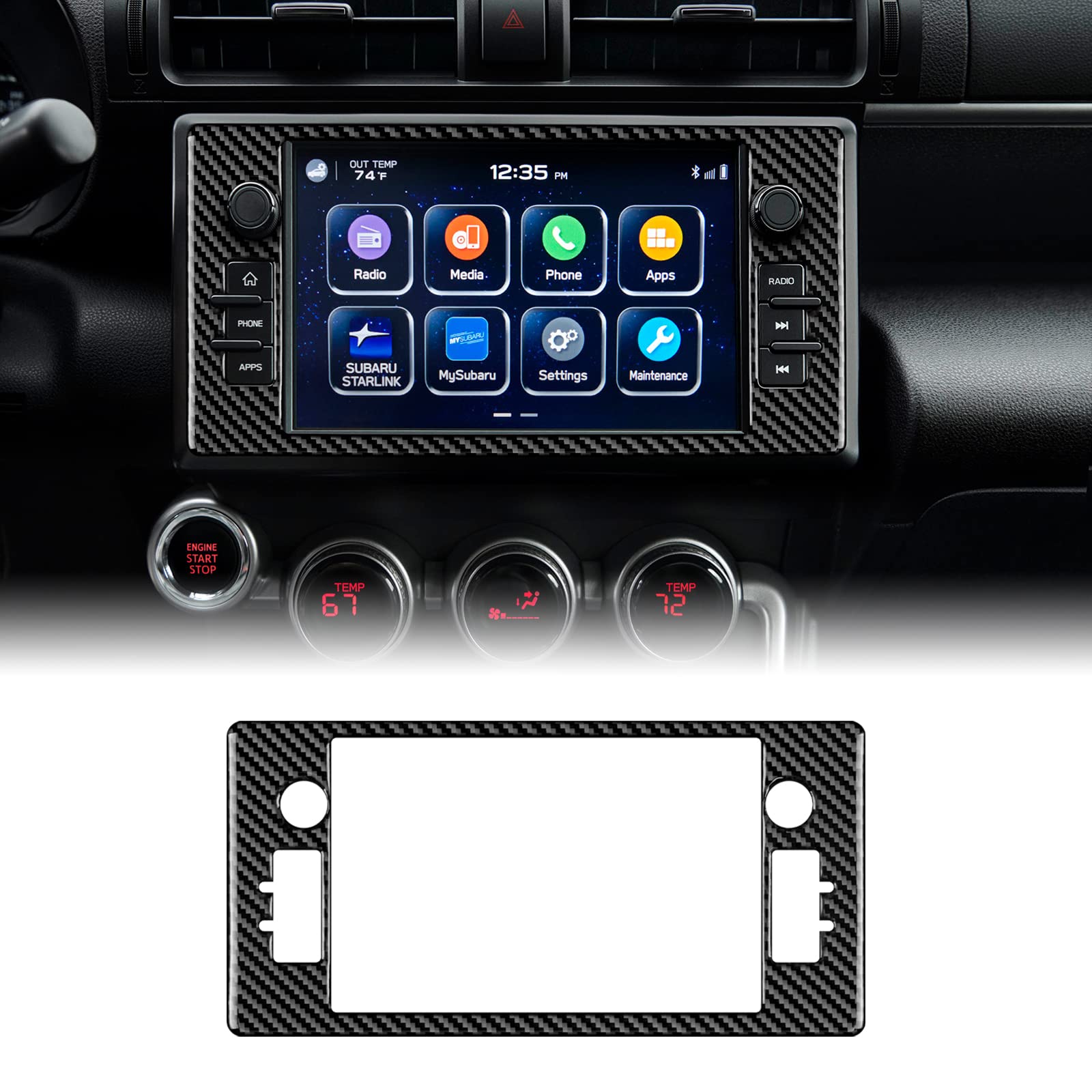 KUNGKIC Kohlefaser Auto Zentralsteuerung Navigation Bildschirm Panel Rahmen Aufkleber Dekorative Innenbereich Compatible with Subaru BRZ Toyota GR86 2021 2022 2023 Zubehör Schwarz KUNGKIC Kohlefaser Auto Zentralsteuerung Navigation Bildschirm Panel Rahmen Aufkleber Dekorative Innenbereich Compatible with Subaru BRZ Toyota GR86 2021 2022 2023 Zubehör Schwarz von KUNGKIC