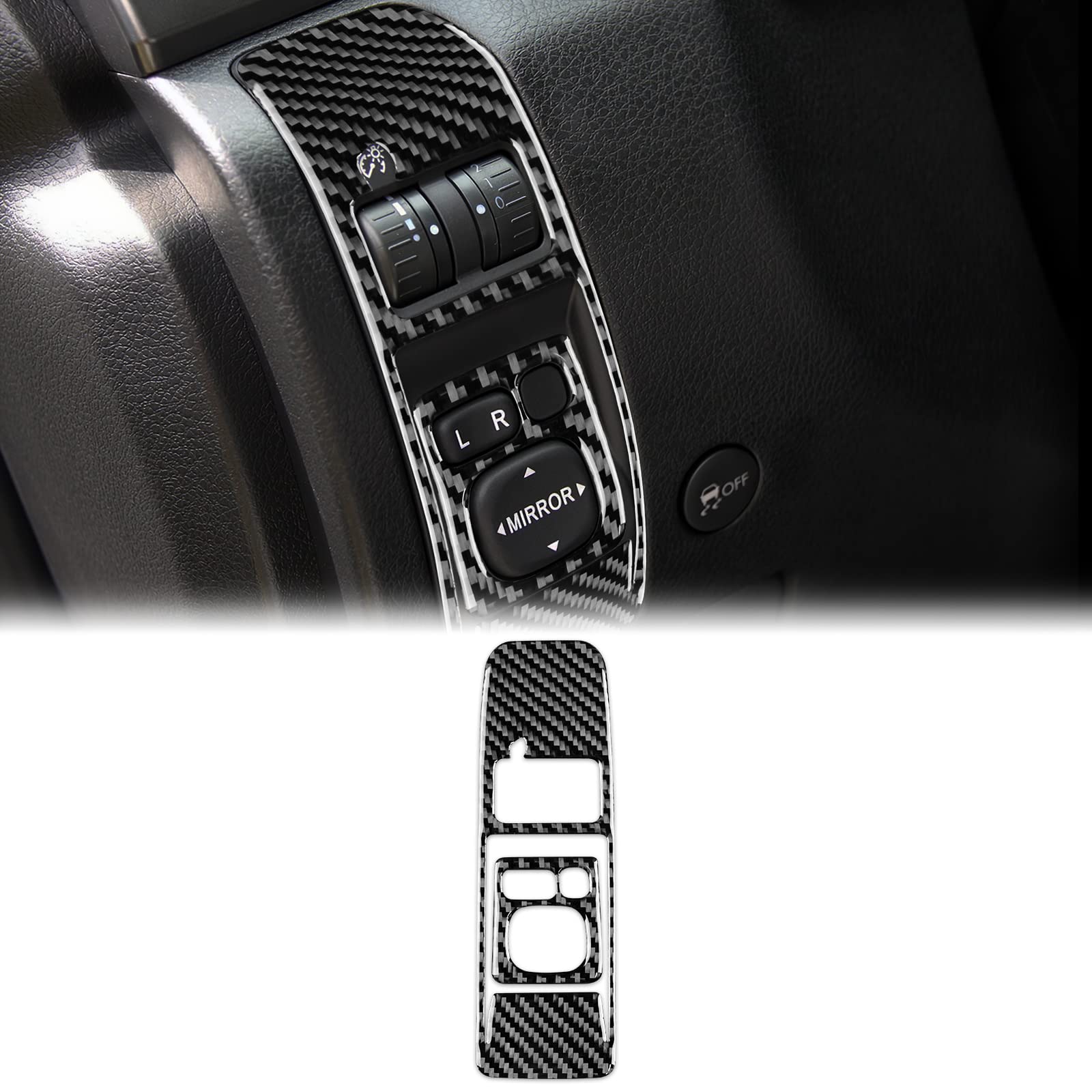 KUNGKIC Kohlefaser Autoscheinwerferschalter Adjust Aufkleber Einstellung des Spiegels Innenbereich Dekorative Compatible with Subaru Impreza 2009 2010 2011 Zubehör (Schwarz) von KUNGKIC
