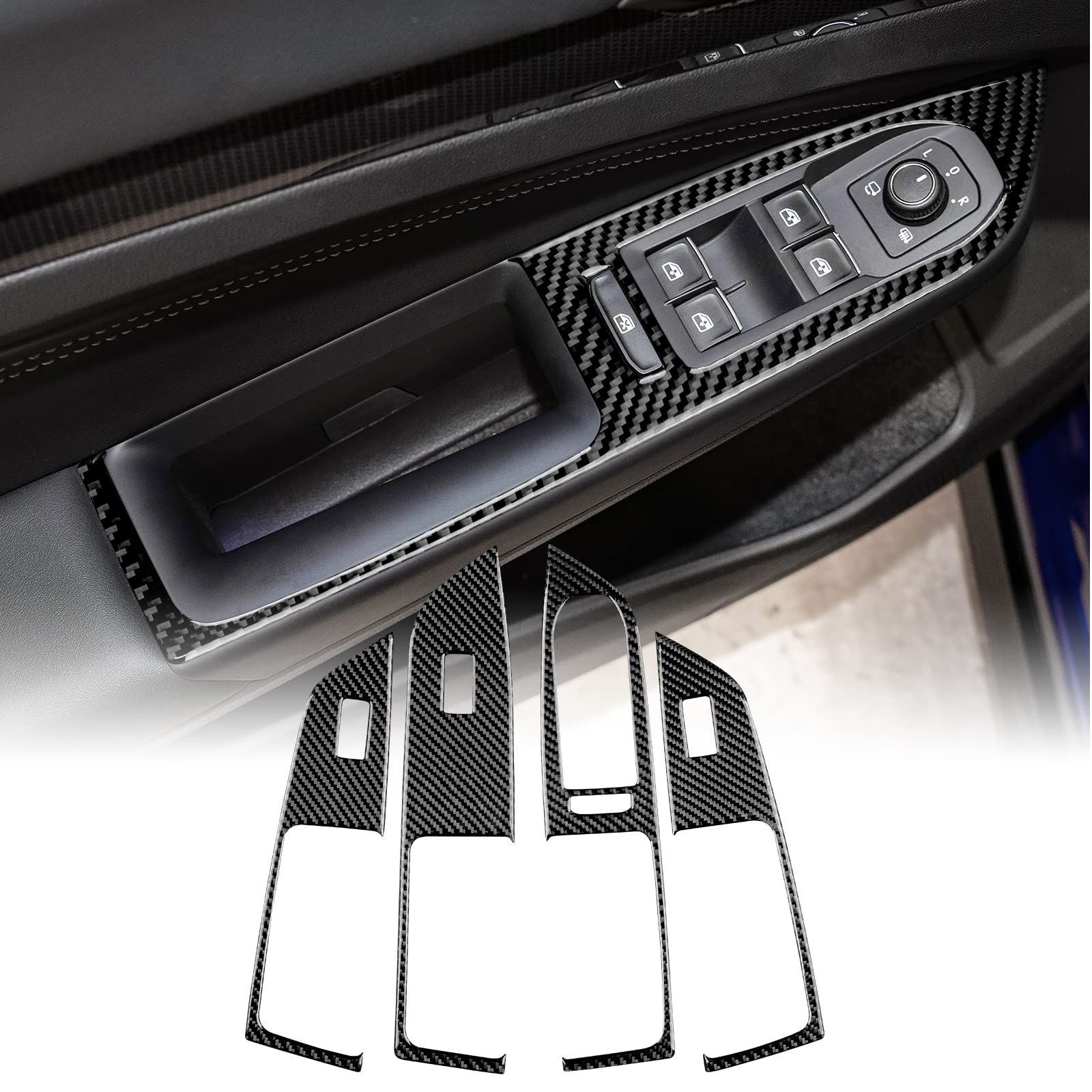 KUNGKIC Kohlefaser Innentür Auto Bedienfeld Fensterglas Hebe Schalter Konsole Abdeckung Aufkleber Dekoration Compatible with volkswagen vw Golf 8 2020 2021 2022 2023 Zubehör Schwarz KUNGKIC Kohlefaser Innentür Auto Bedienfeld Fensterglas Hebe Schalter Konsole Abdeckung Aufkleber Dekoration Compatible with volkswagen vw Golf 8 2020 2021 2022 2023 Zubehör Schwarz von KUNGKIC