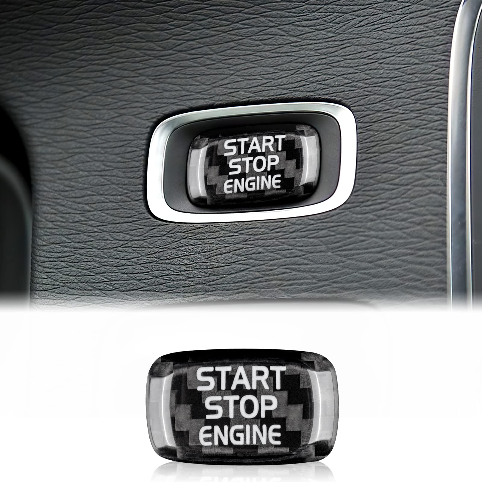 KUNGKIC Kohlefaser Motor Start Stopp Schalter Carbon Fiber Engine Start Button accessories für Volvo V40 V60 S60 XC60 S80 zubehör innenraum 2009 2010 2012 2013 2014 2015 2016 2017 2018 2019 Schwarz von KUNGKIC