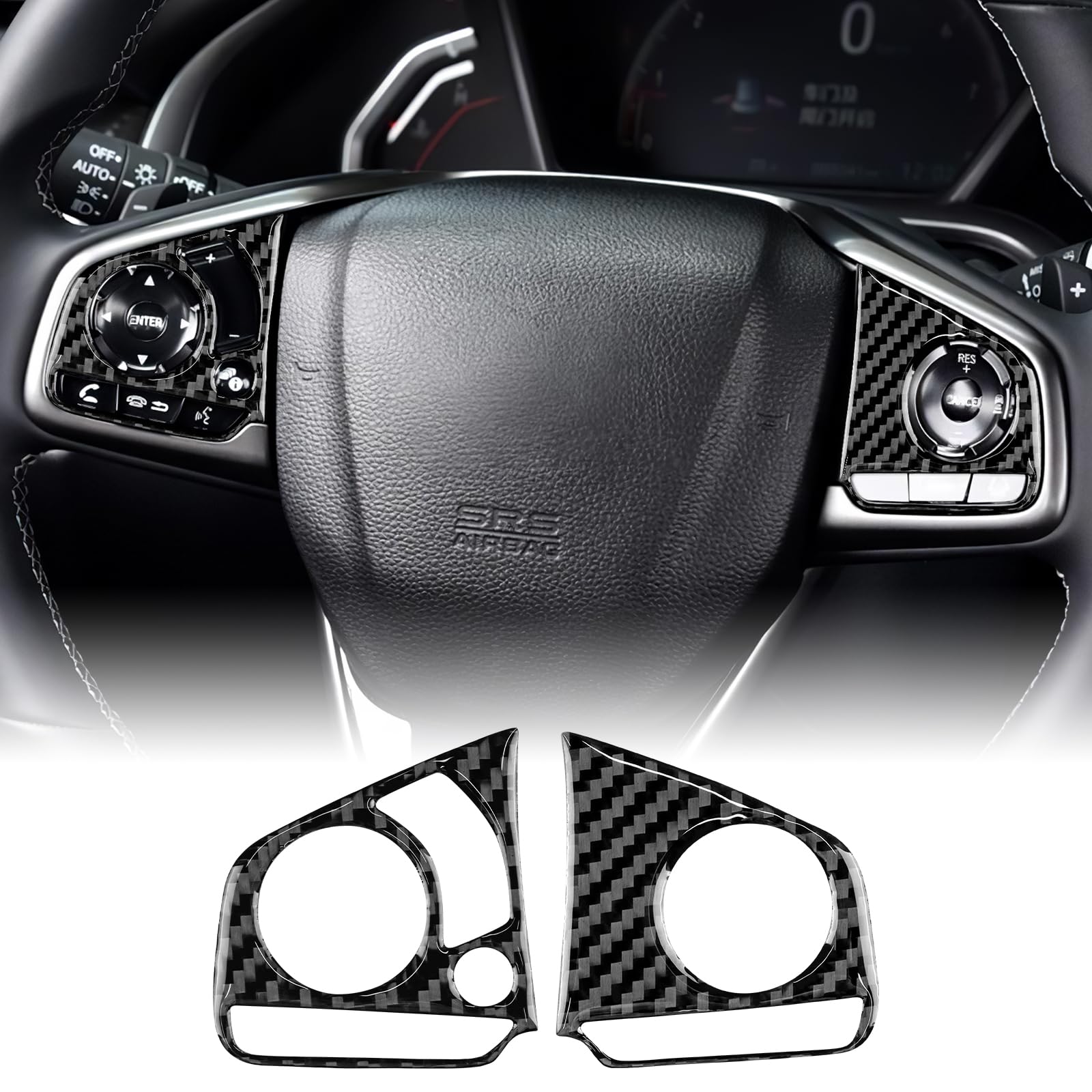KUNGKIC Kohlefaser für Civic Auto Lenkrad Frame Lenkradtastenrahmen Dekorativ Aufkleber Innenbereich Compatible with Honda Civic 2016-2021 Zubehör, Schwarz Stil C KUNGKIC Kohlefaser für Civic Auto Lenkrad Frame Lenkradtastenrahmen Dekorativ Aufkleber Innenbereich Compatible with Honda Civic 2016-2021 Zubehör, Schwarz Stil C von KUNGKIC