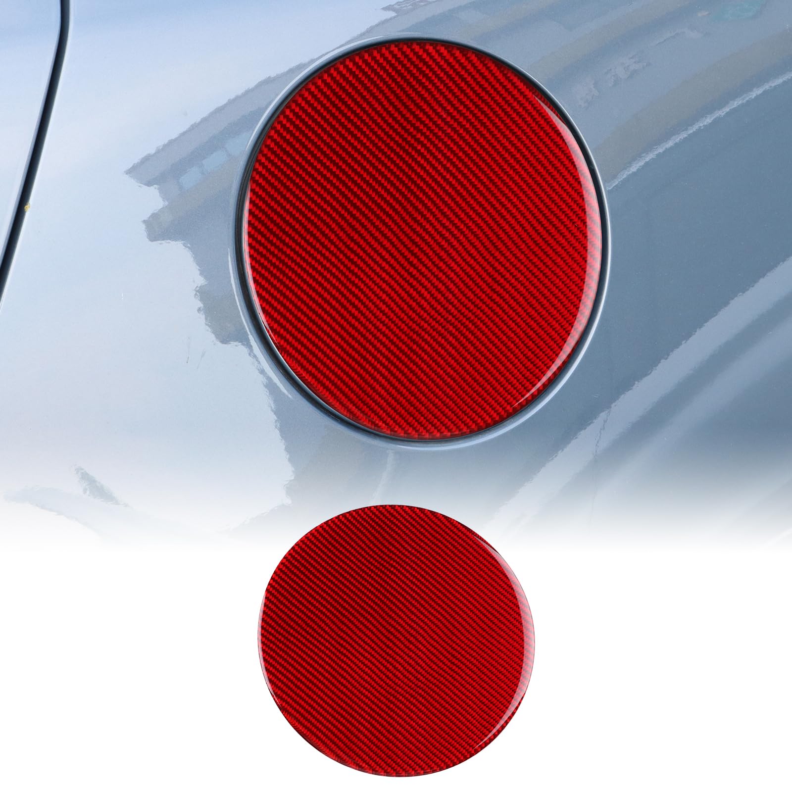 KUNGKIC für Mazda 3 Axela 2019-2024 Zubehör Kohlefaser Tankdeckel Treibstoff Benzindeckel Auto Dekoration Kraftstofftankdeckel Aufkleber (Rot) von KUNGKIC
