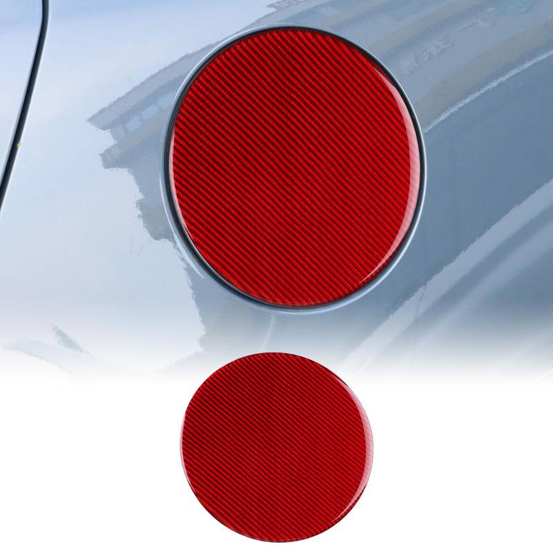 KUNGKIC für Mazda 3 Axela 2019-2024 Zubehör Kohlefaser Tankdeckel Treibstoff Benzindeckel Auto Dekoration Kraftstofftankdeckel Aufkleber (Rot) von KUNGKIC